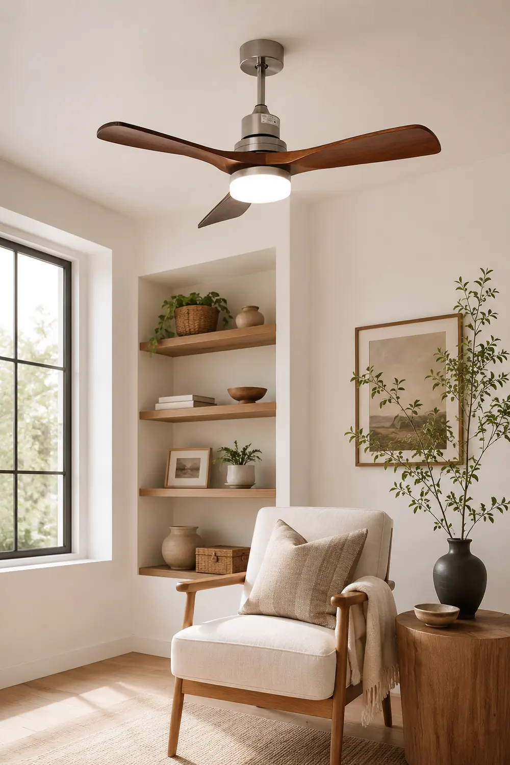 Solid Wood Three-Leaf Fan Lamp - Lumpaz