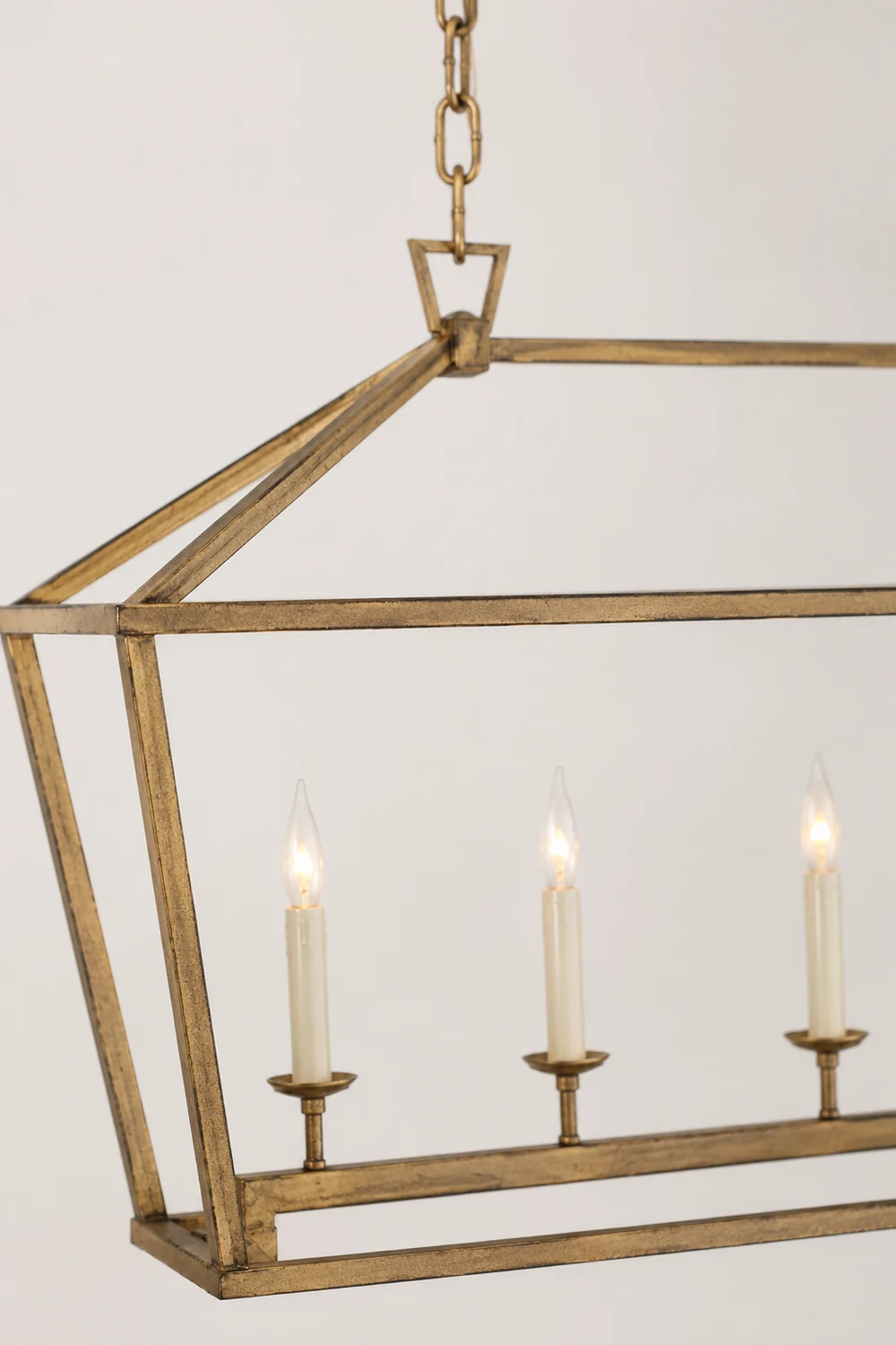 Gold Rectangular Lantern Linear Chandelier - Lumpaz