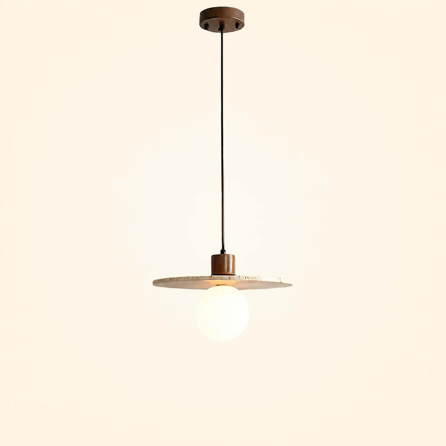 Zen Travertine Disc Pendant Light - Lumpaz