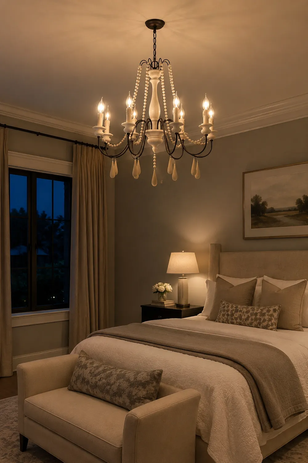 Rustic Beaded Candle Chandelier - Lumpaz