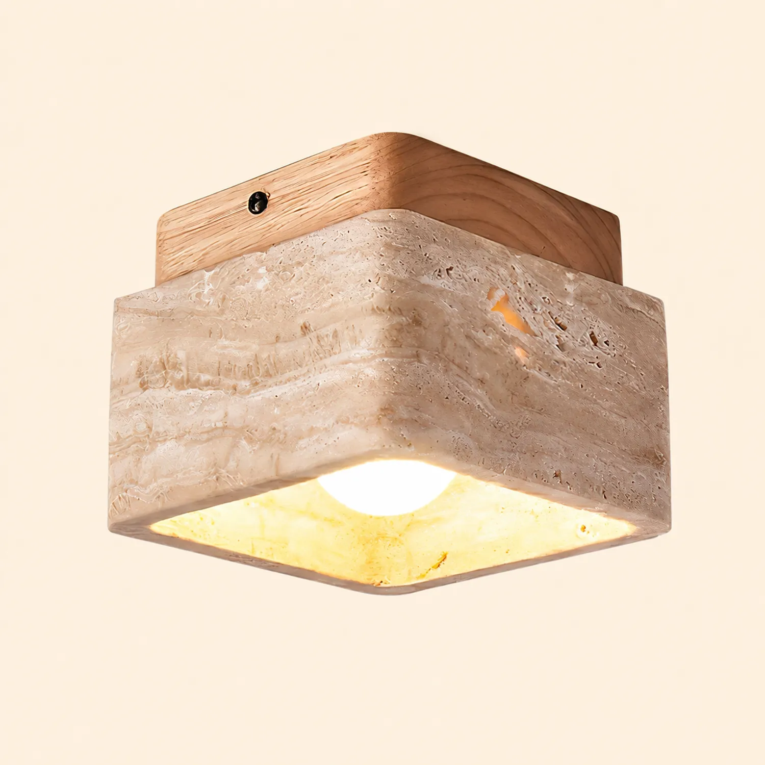Square Travertine Flush Mount Ceiling Light - Lumpaz