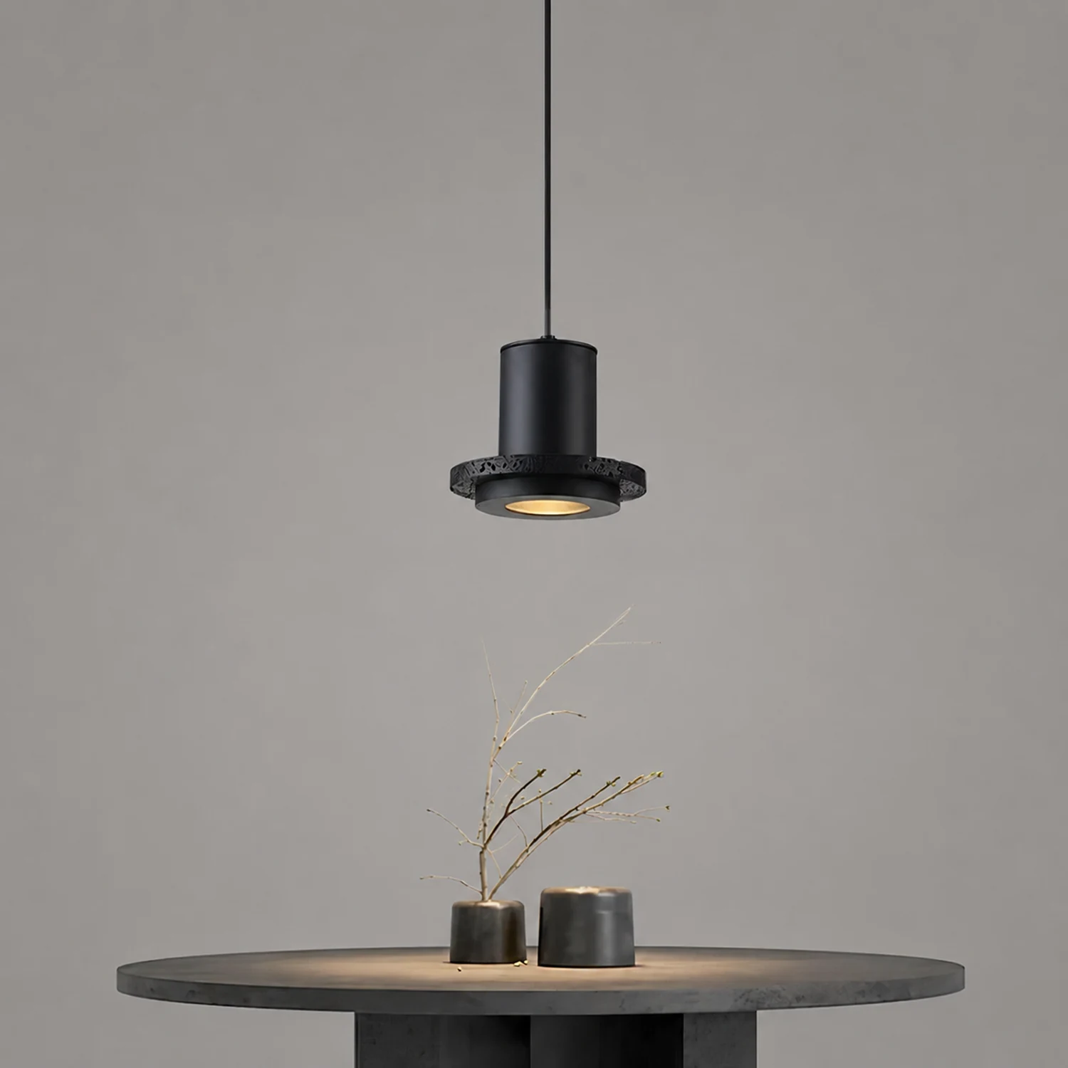 Lava Stone Black Pendant Light - Lumpaz