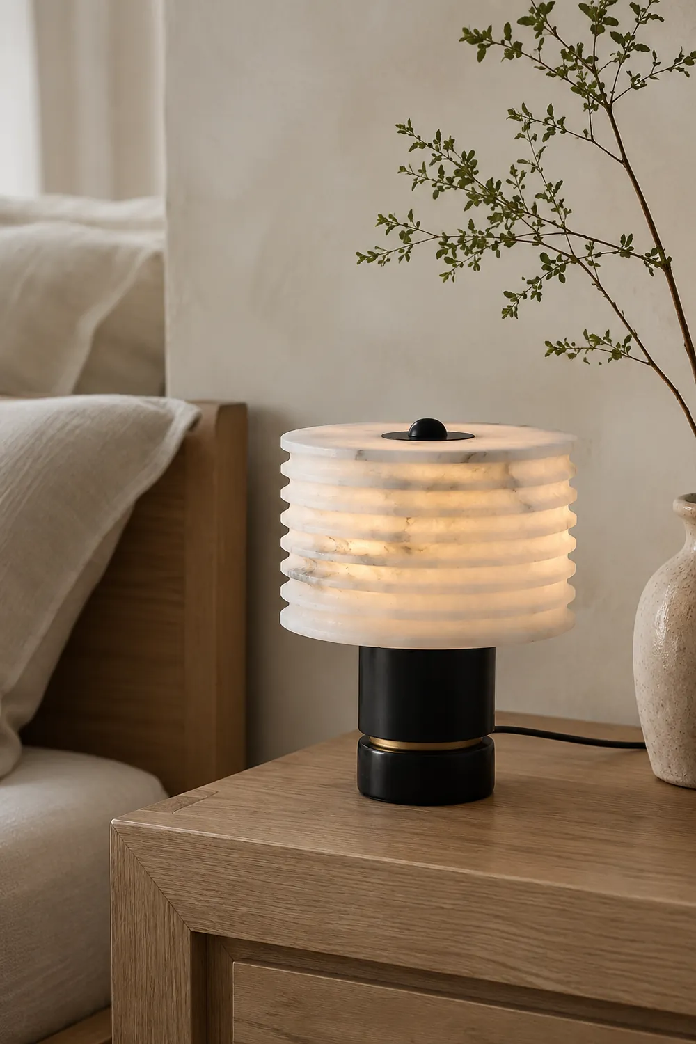 Luxury Black Alabaster Table Lamp - Lumpaz