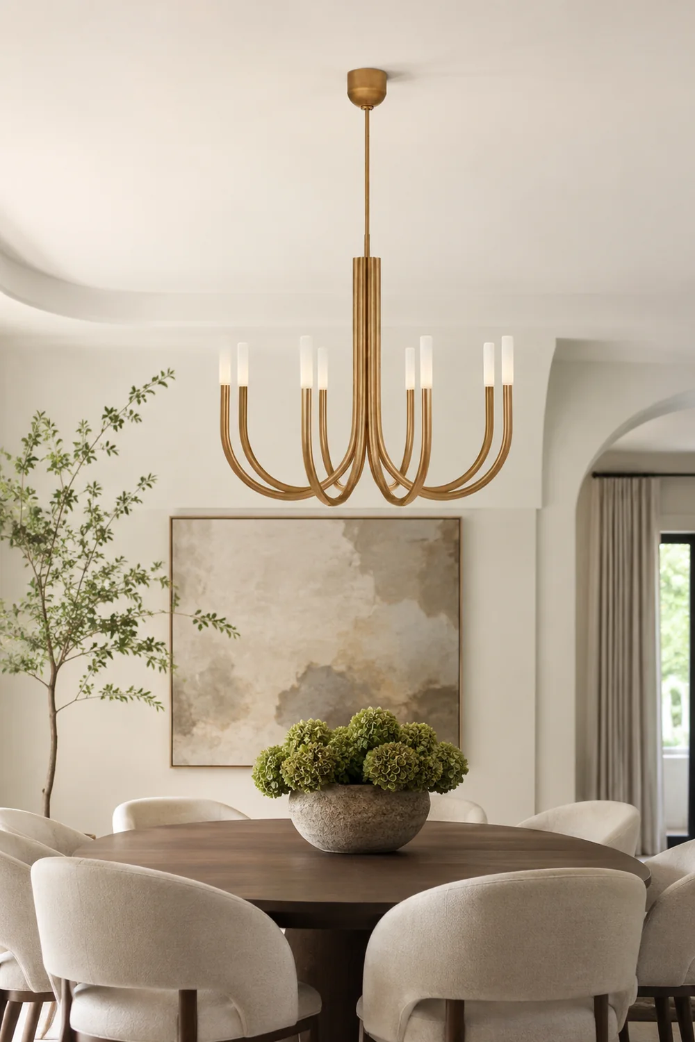 Rousseau 8-Light Brass Candle Chandelier - Lumpaz