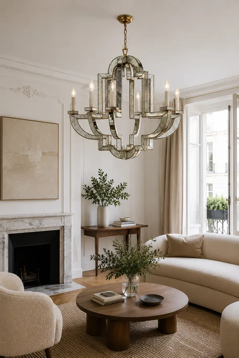 Art Deco Mirrored Candle Chandelier - Lumpaz