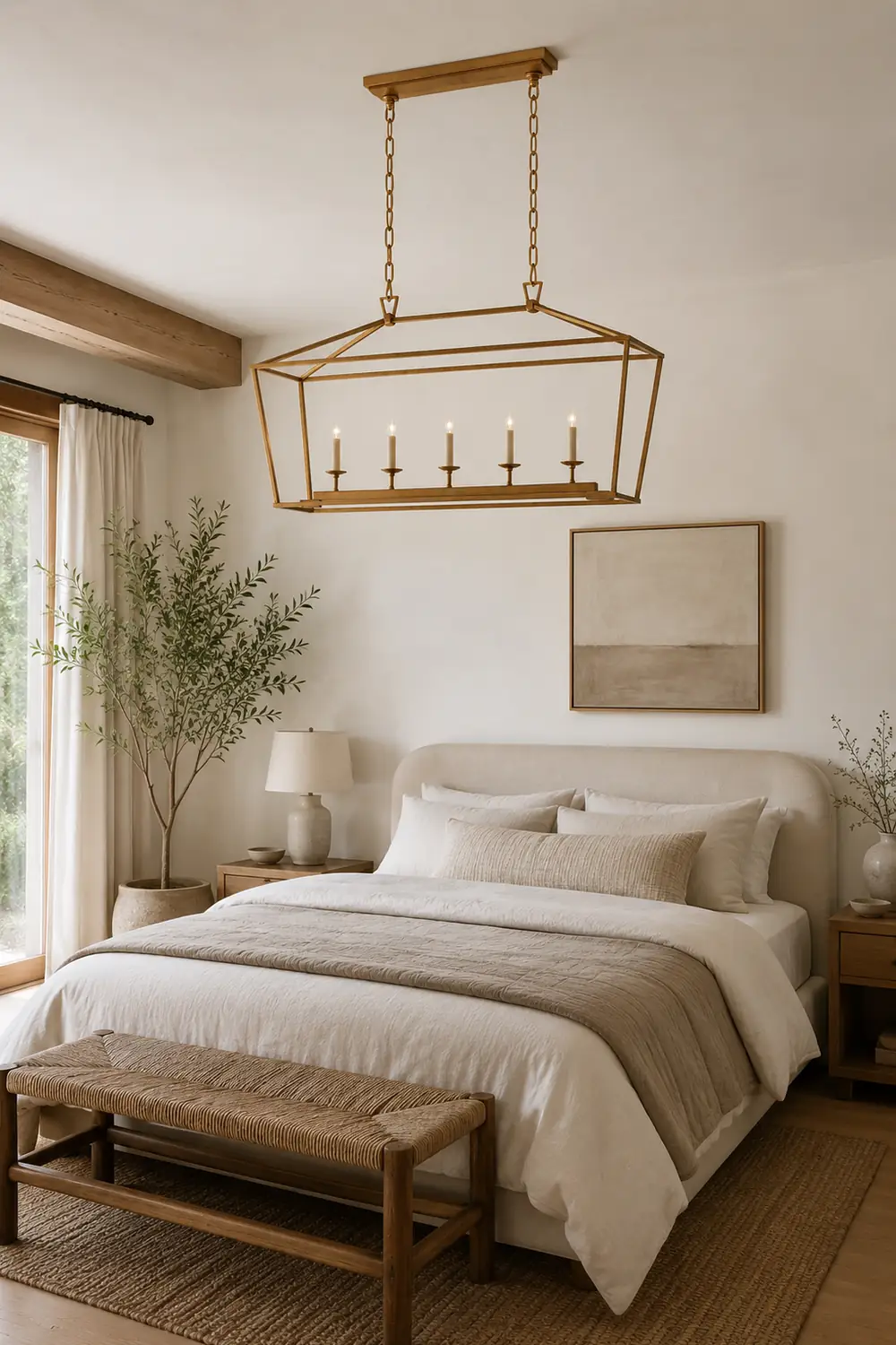 Gold Rectangular Lantern Linear Chandelier - Lumpaz