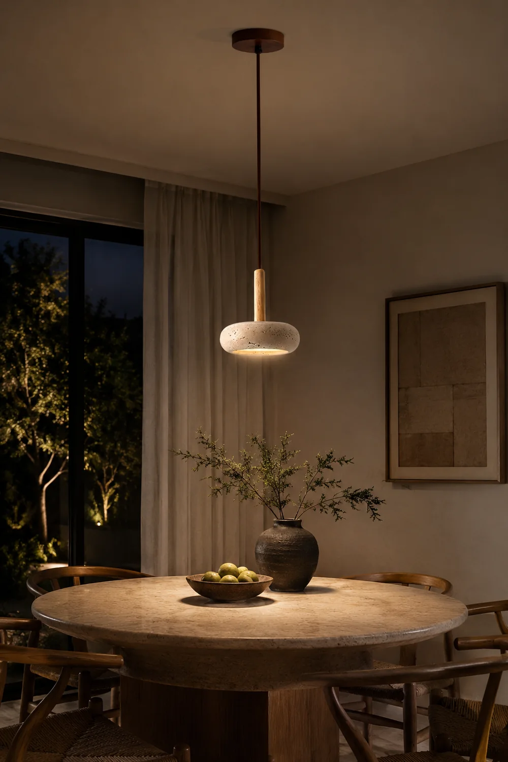 Hourglass Travertine Pendant Light - Lumpaz