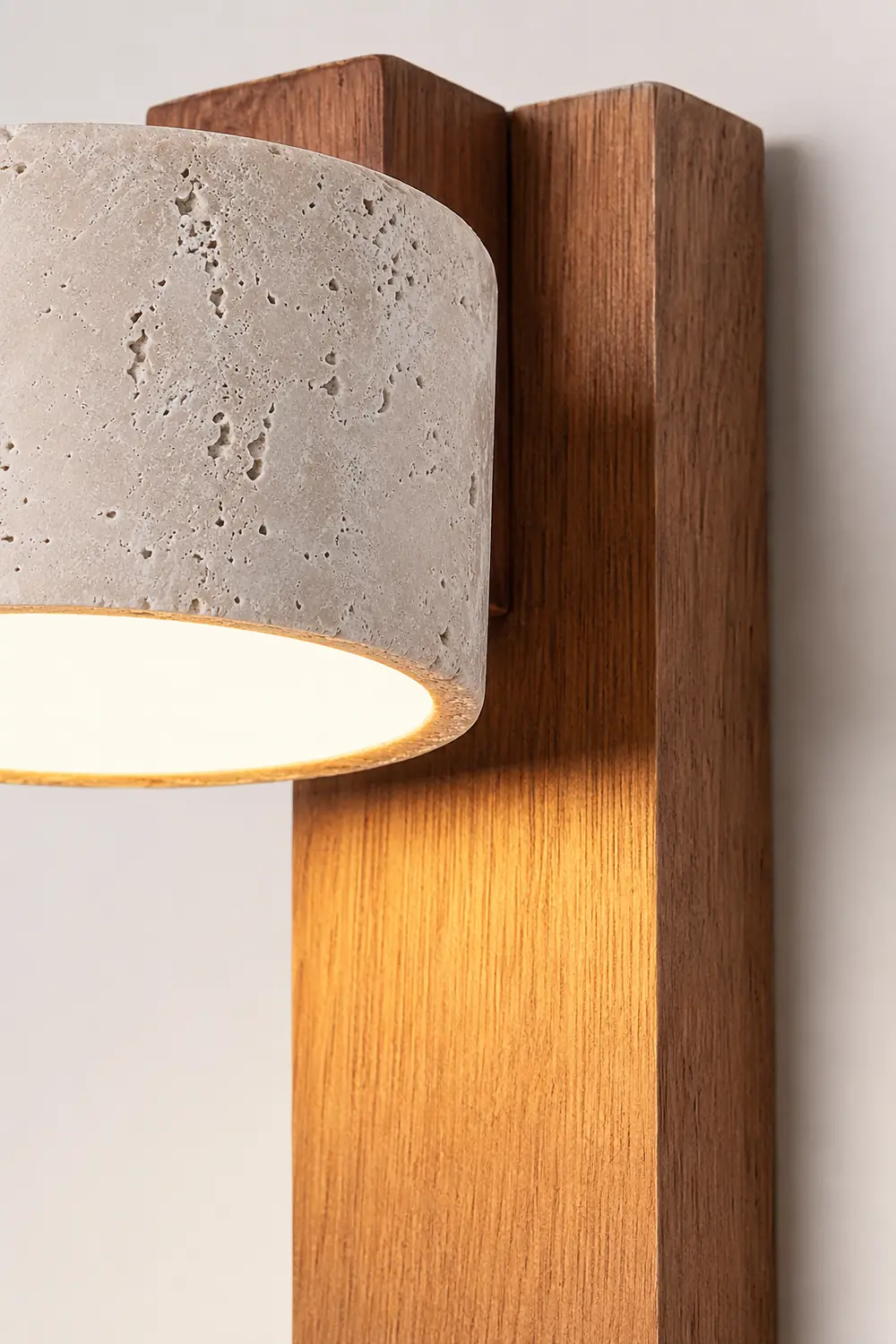 Minimalist Stone and Wood Wall Lamp - Lumpaz