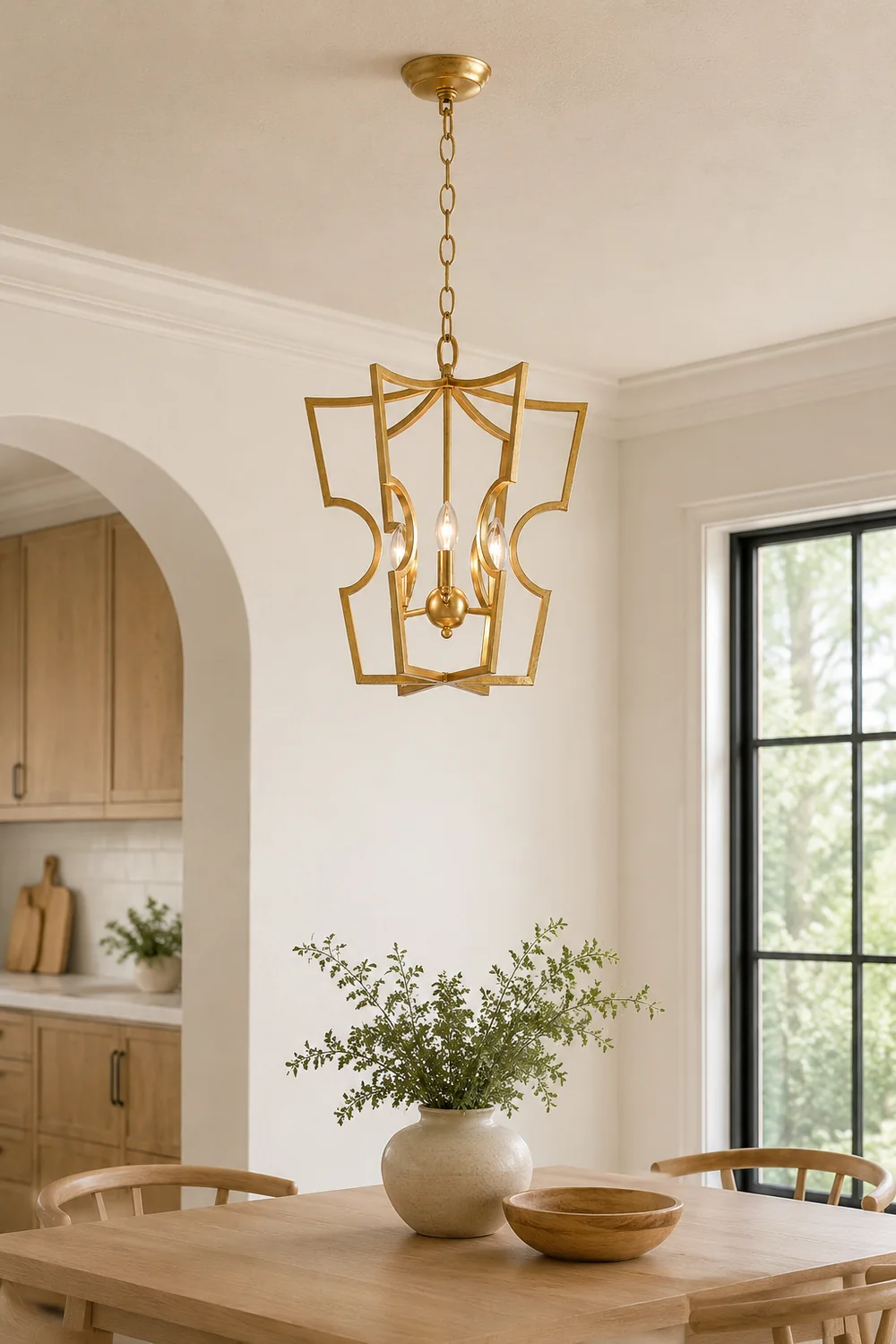 Rustic gold lantern chandelier - Lumpaz