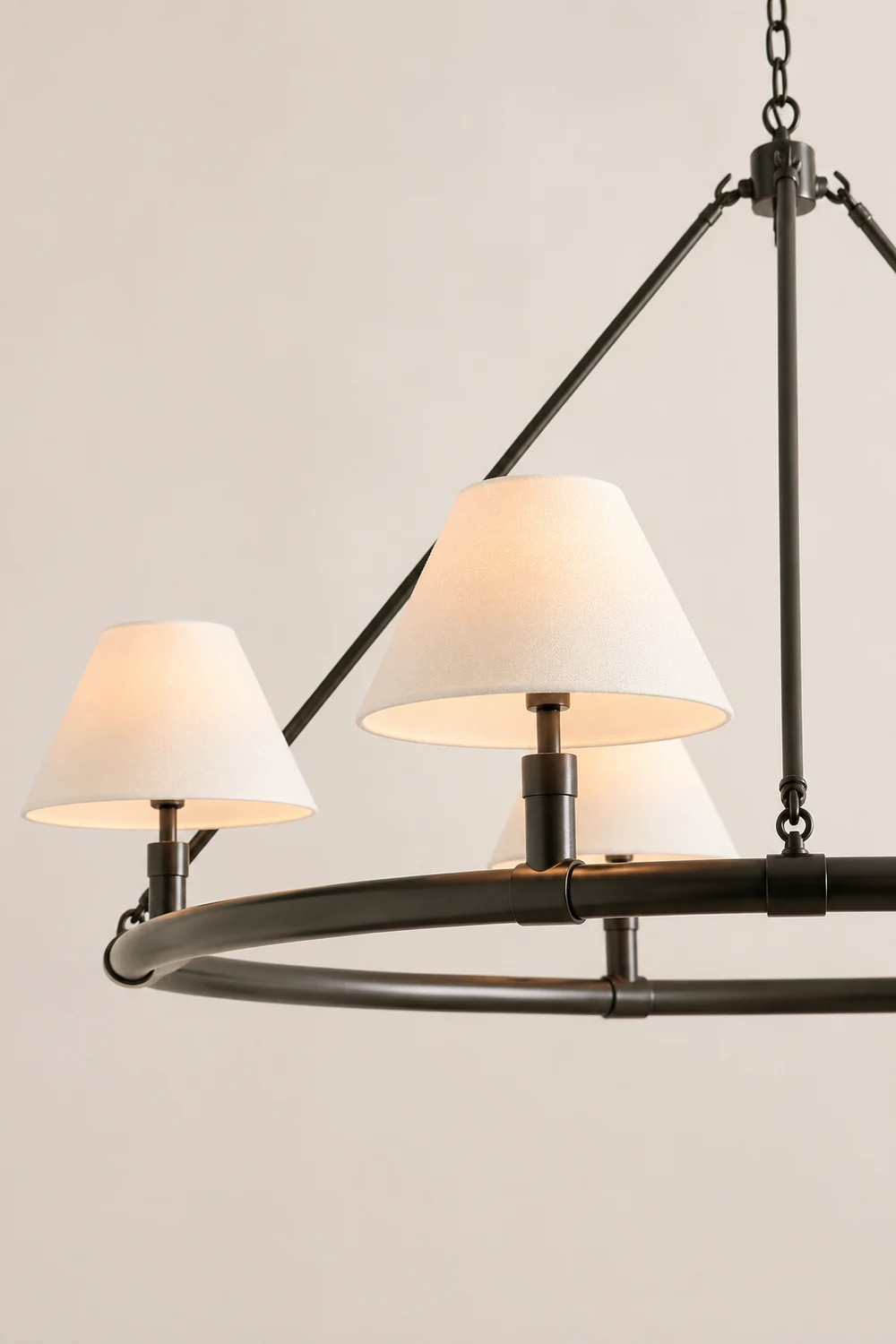 Black Metal Ring Chandelier with Cone Shades - Lumpaz