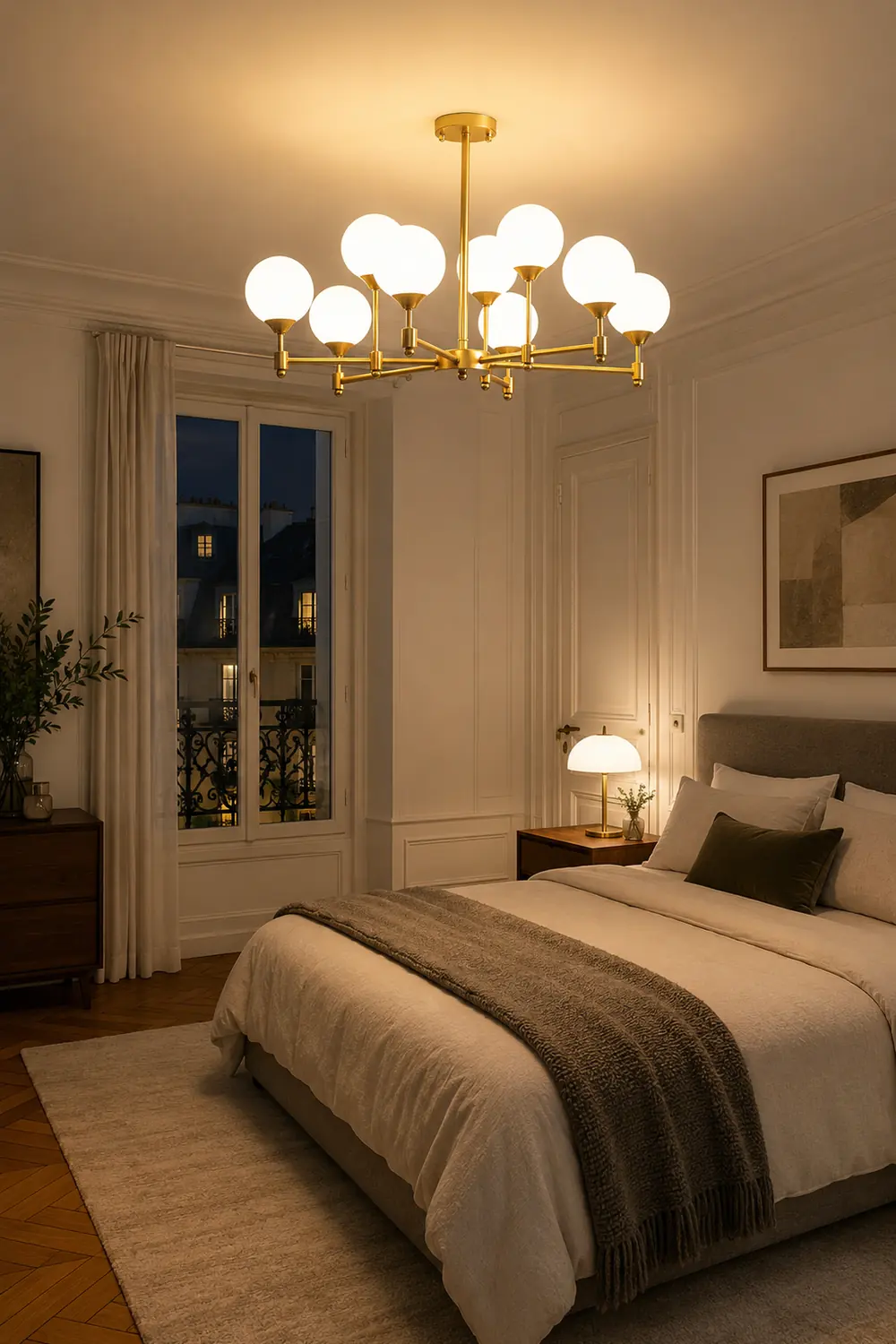 Brass Globe Mid-Century Modern Chandelier - Lumpaz