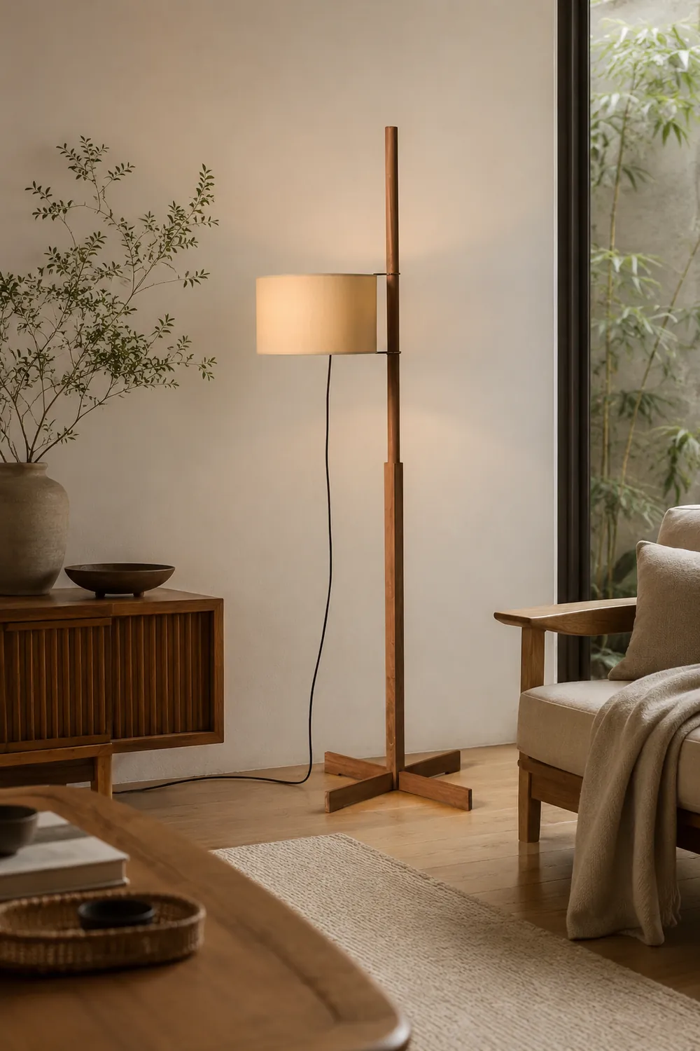 Minimalist Wooden Adjustable Floor Lamp - Lumpaz
