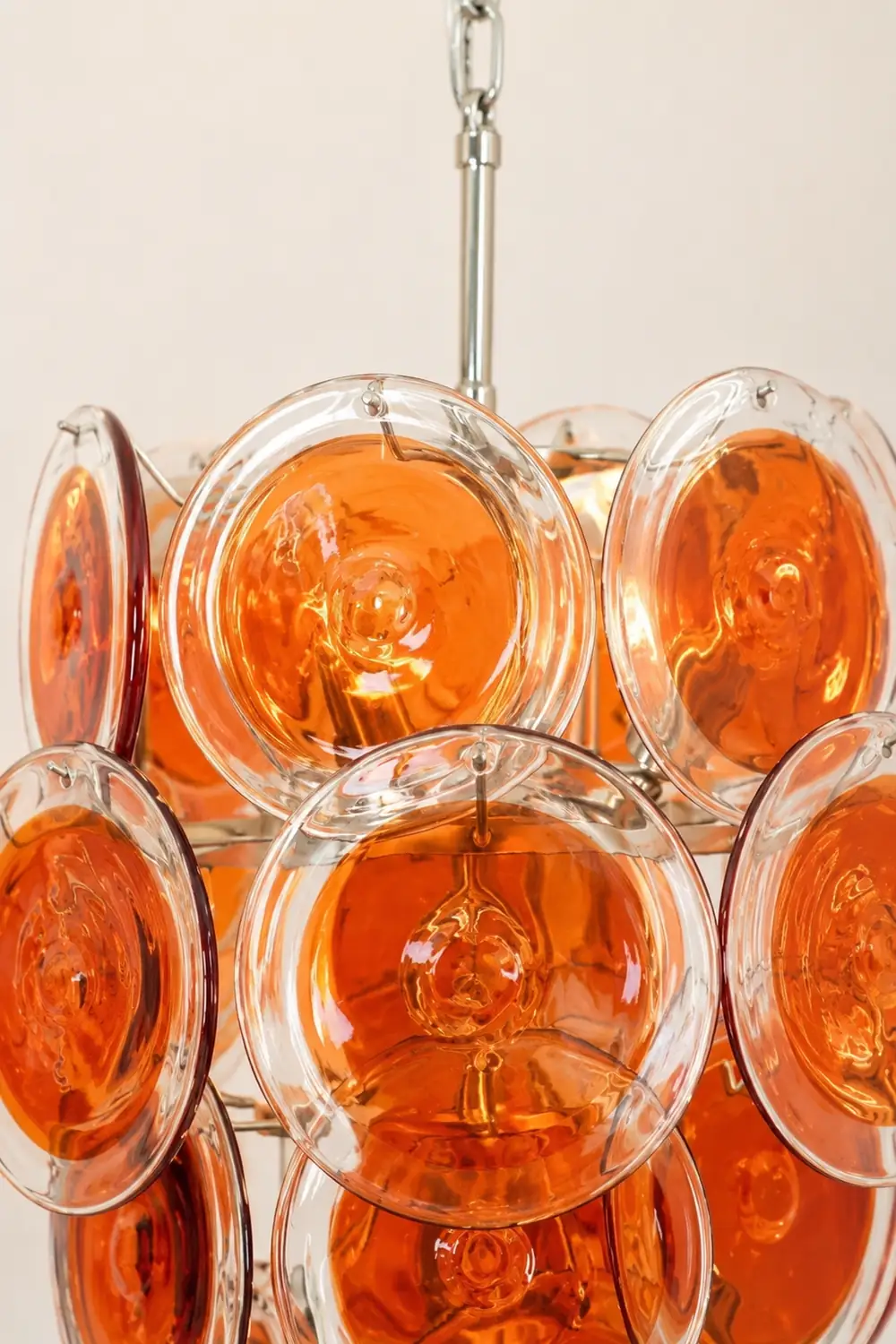 Murano Orange Disk Glass Chandelier - Lumpaz