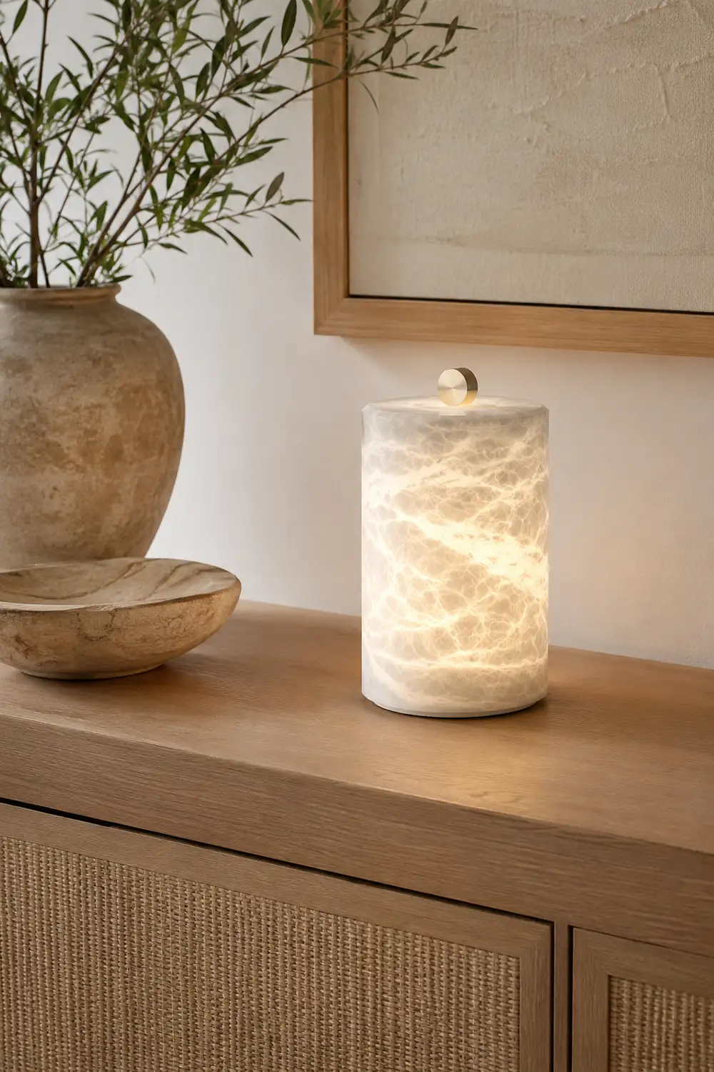Cylindrical Alabaster Table Lamp - Lumpaz