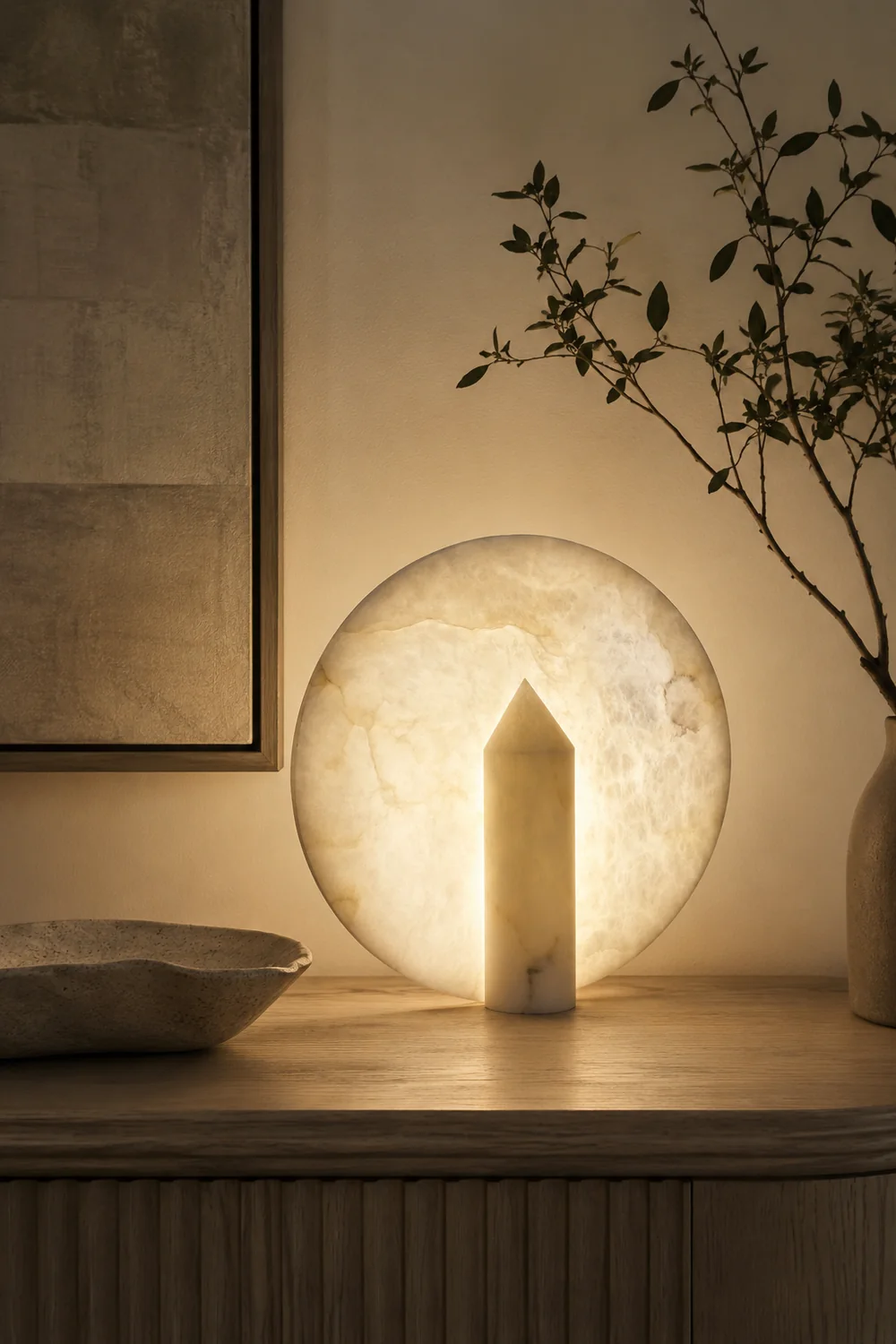 Geometric Alabaster Table Lamp - Lumpaz