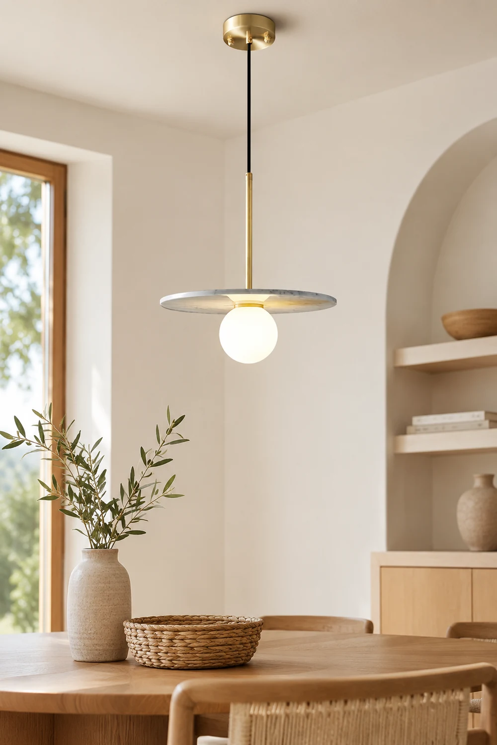 Copper marble round chandelier - Lumpaz