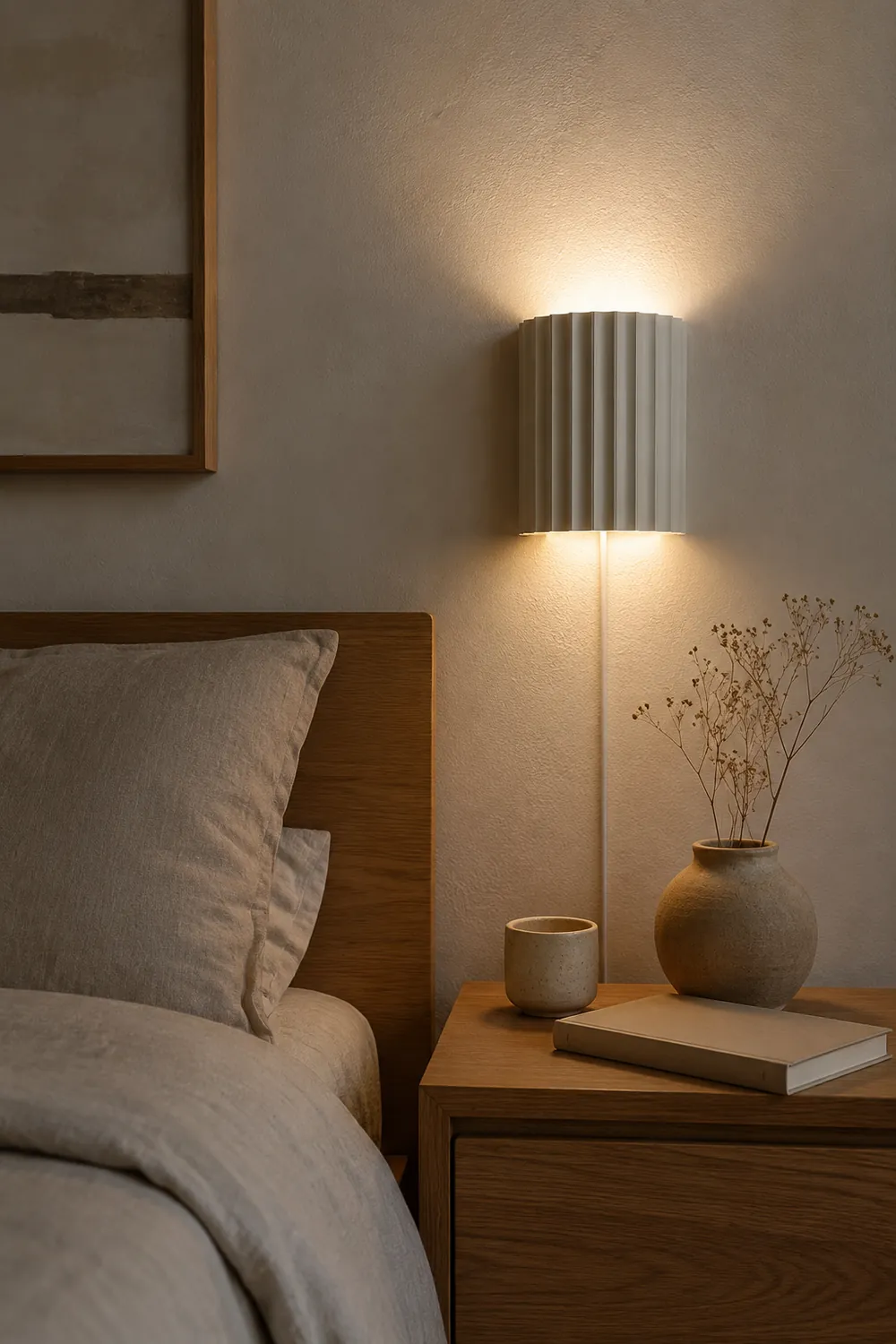 Fluted Resin Plug In Wall Lamp - Lumpaz
