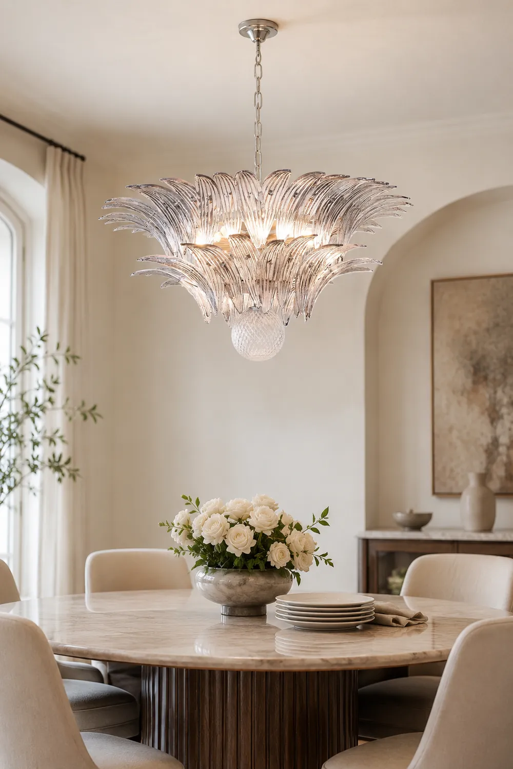 Murano Palmette Transparent Chandelier - Lumpaz