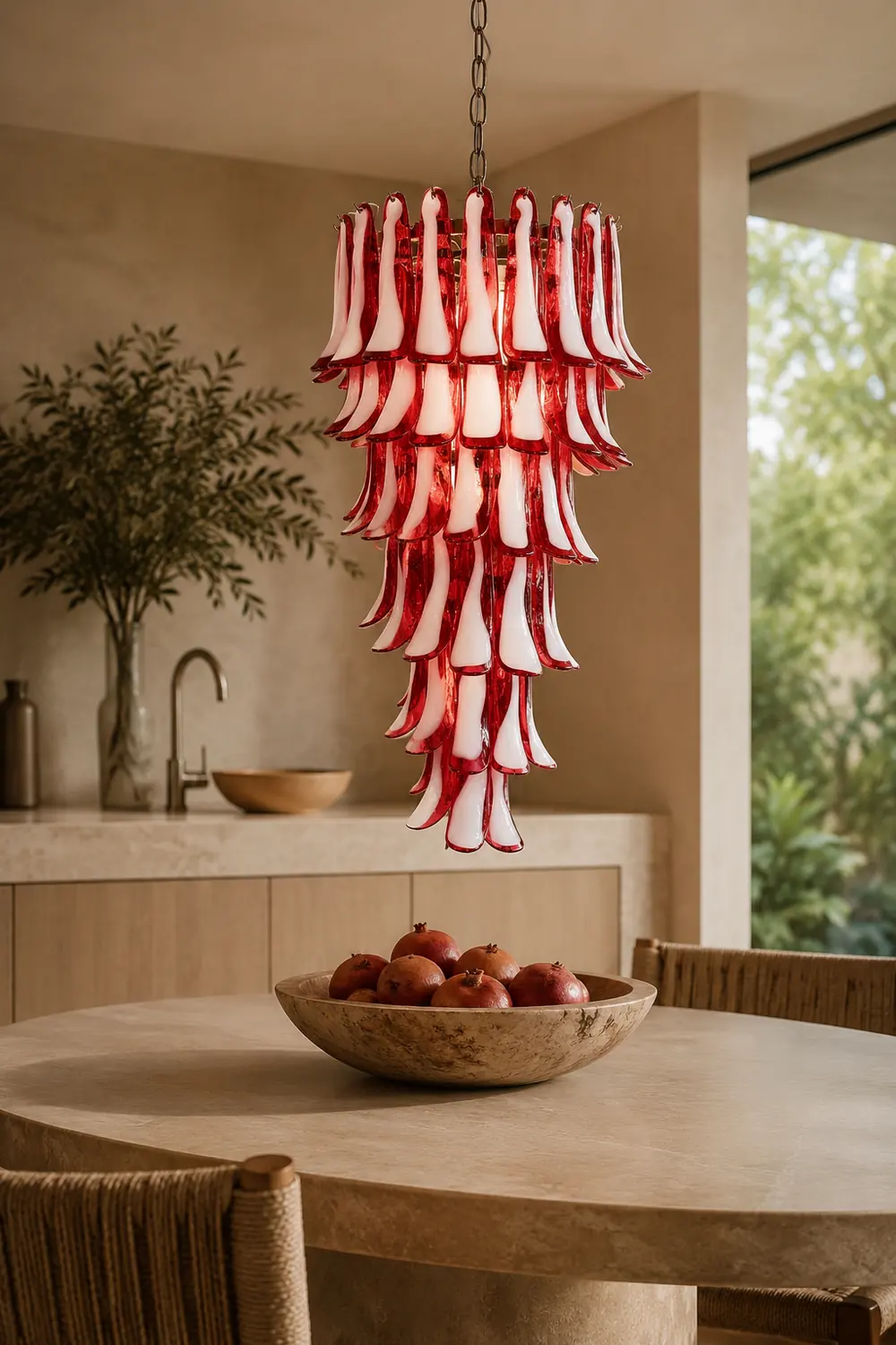 Murano Red Petals Spiral Chandelier - Lumpaz