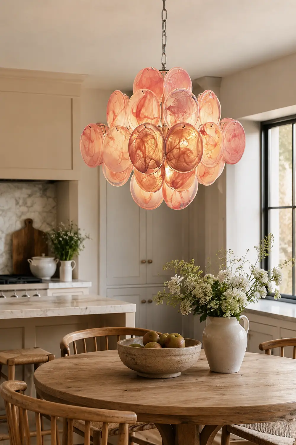 Murano Pink Disks Chandelier - Lumpaz