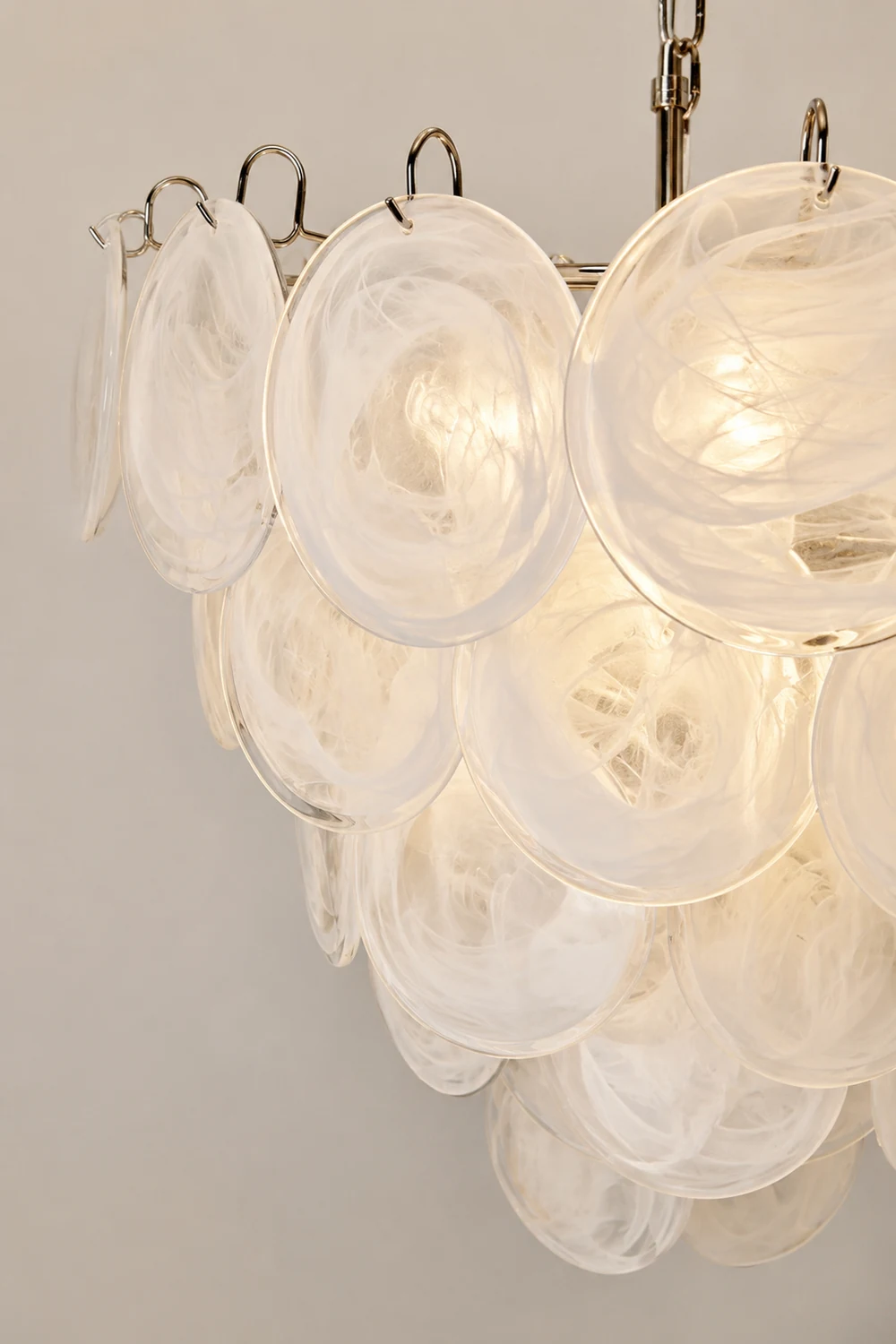 White Murano Disc Chandelier - Lumpaz