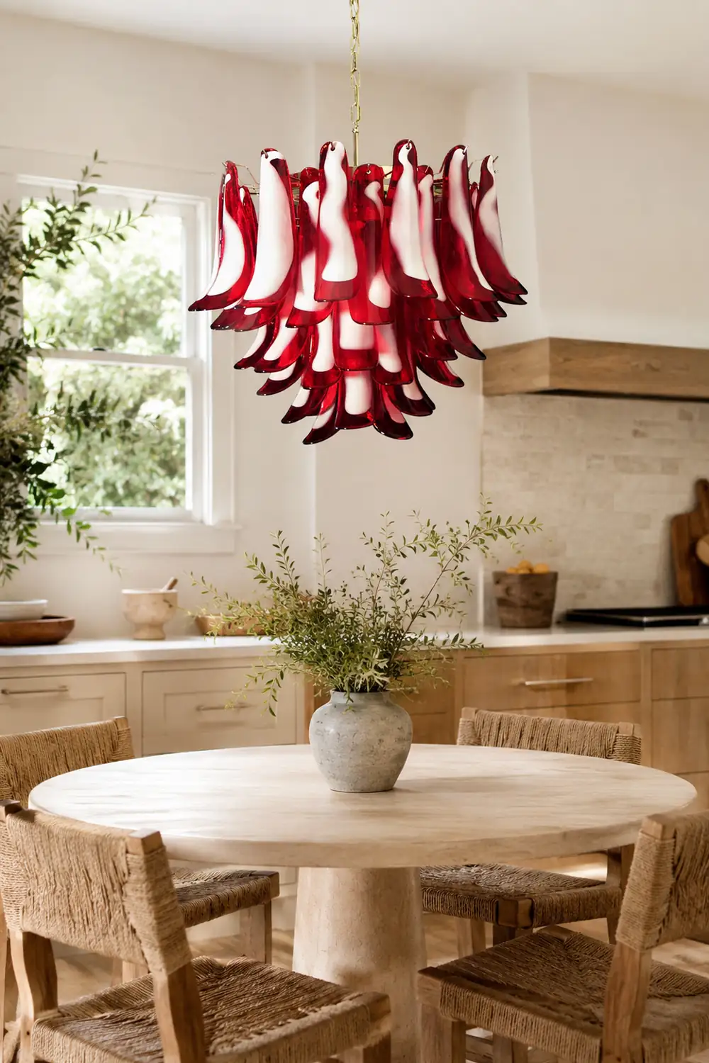 Red Glass Murano Petals Chandelier - Lumpaz