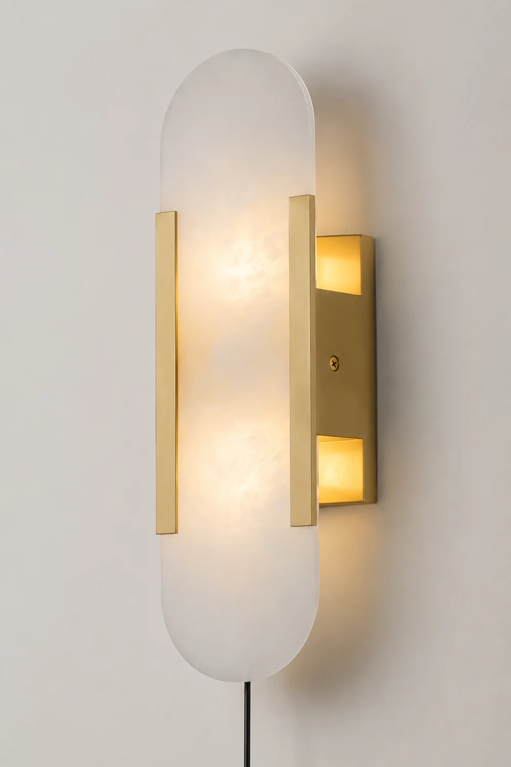 Geometric Harmony Alabaster Plug In Wall Lamp - Lumpaz