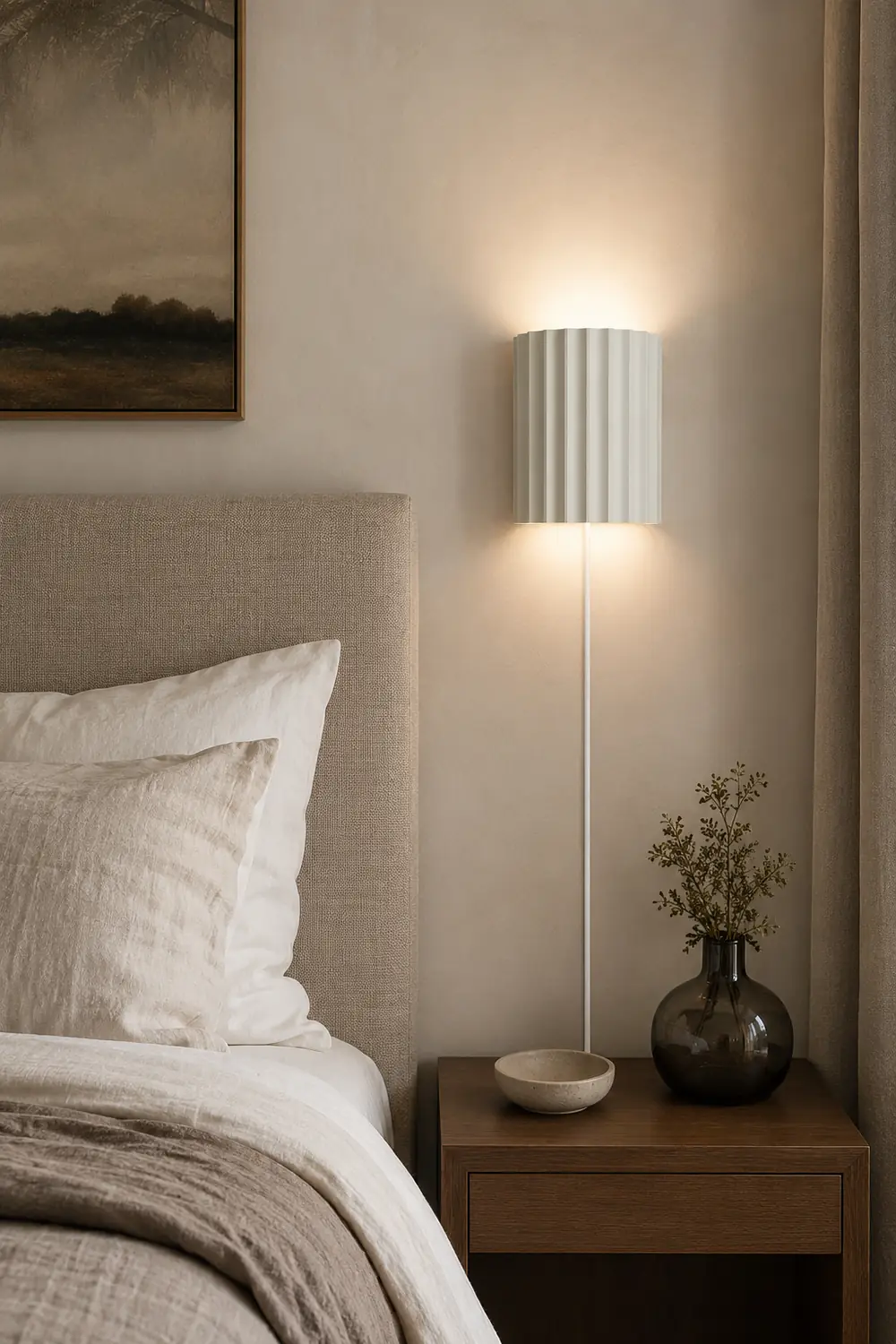 Fluted Resin Plug In Wall Lamp - Lumpaz