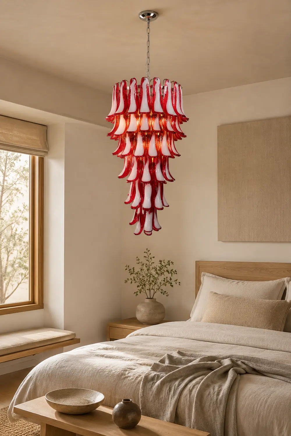 Murano Red Petals Spiral Chandelier - Lumpaz