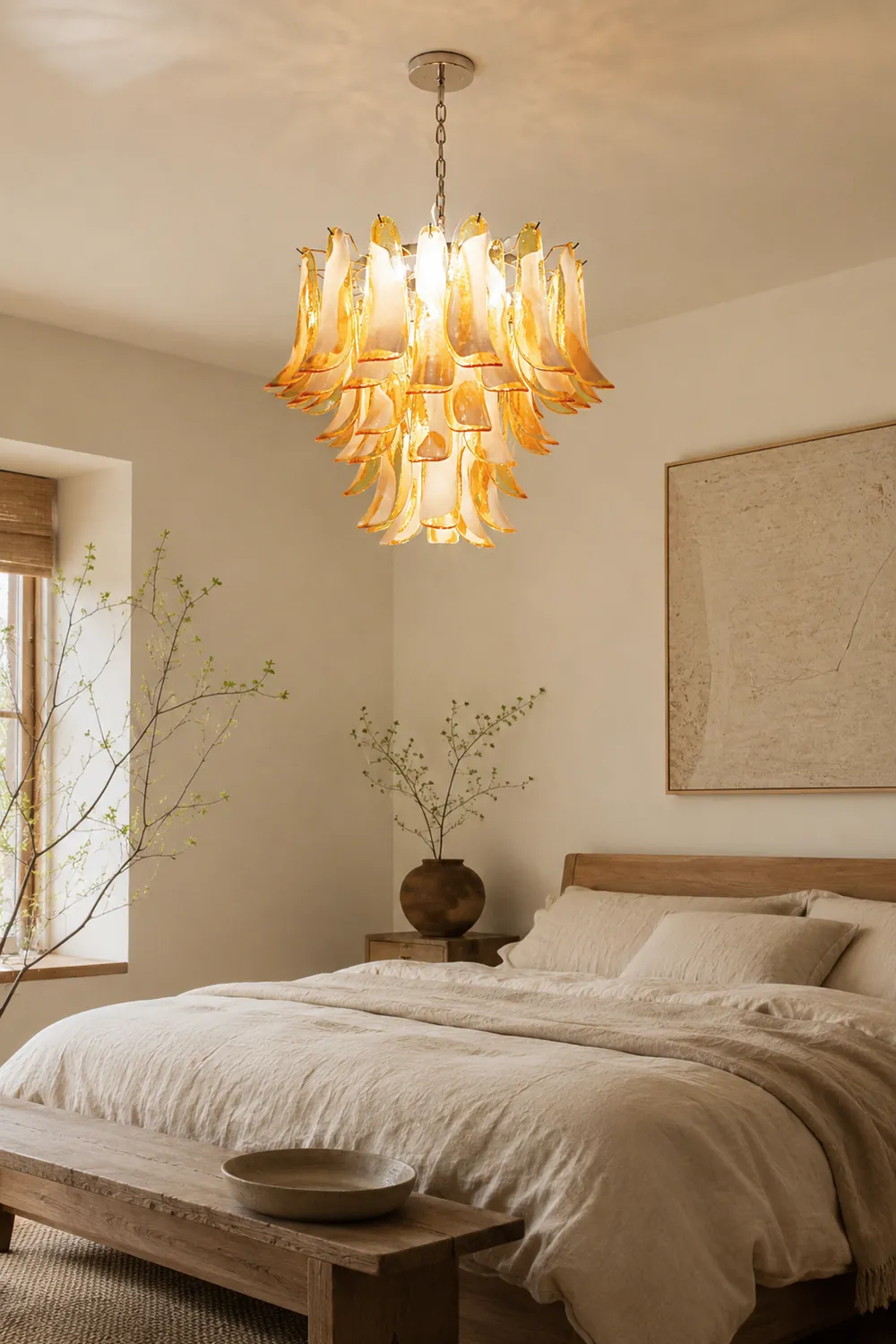 Amber Glass Murano Petals Chandelier - Lumpaz