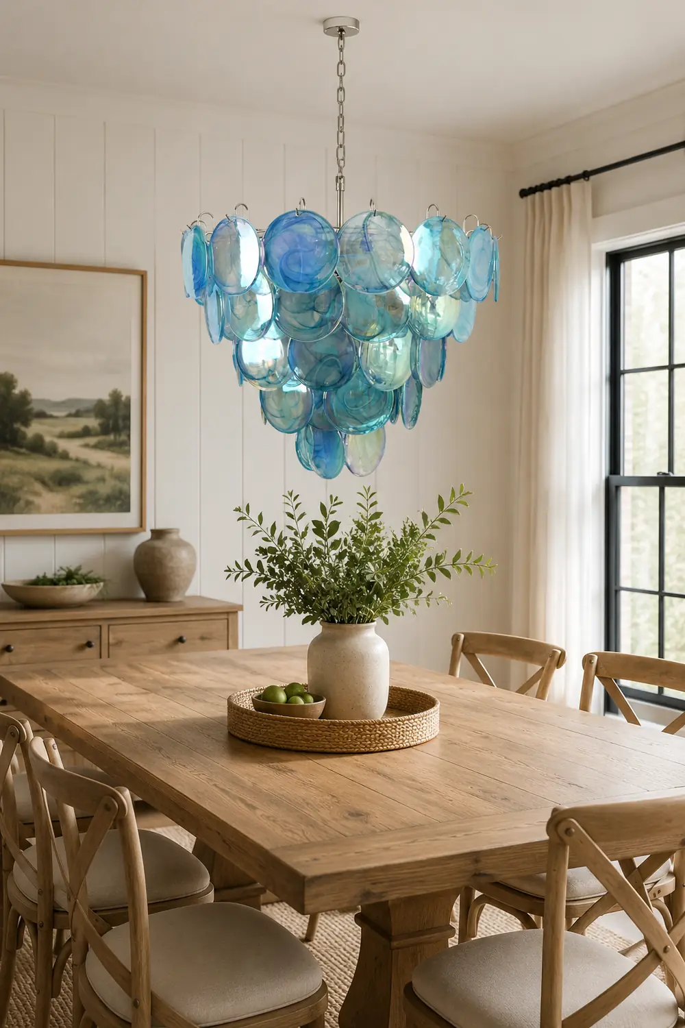 Blue Murano Disc Chandelier - Lumpaz