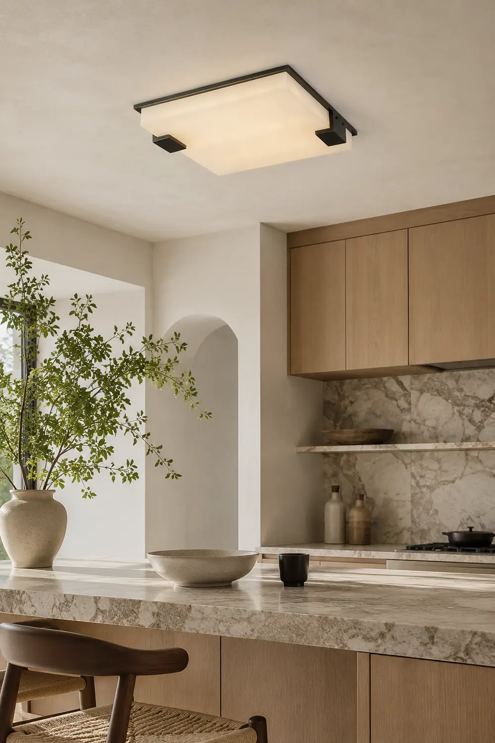 Square Alabaster Ceiling Lamp - Lumpaz
