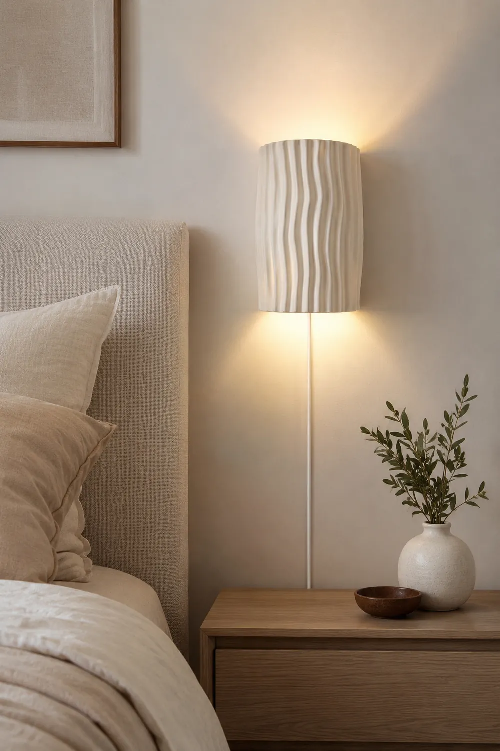 Pleated Resin Plug In Wall Lamp - Lumpaz
