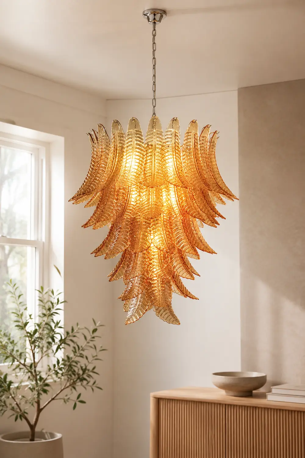 Amber Leaf Cascade Chandelier - Lumpaz