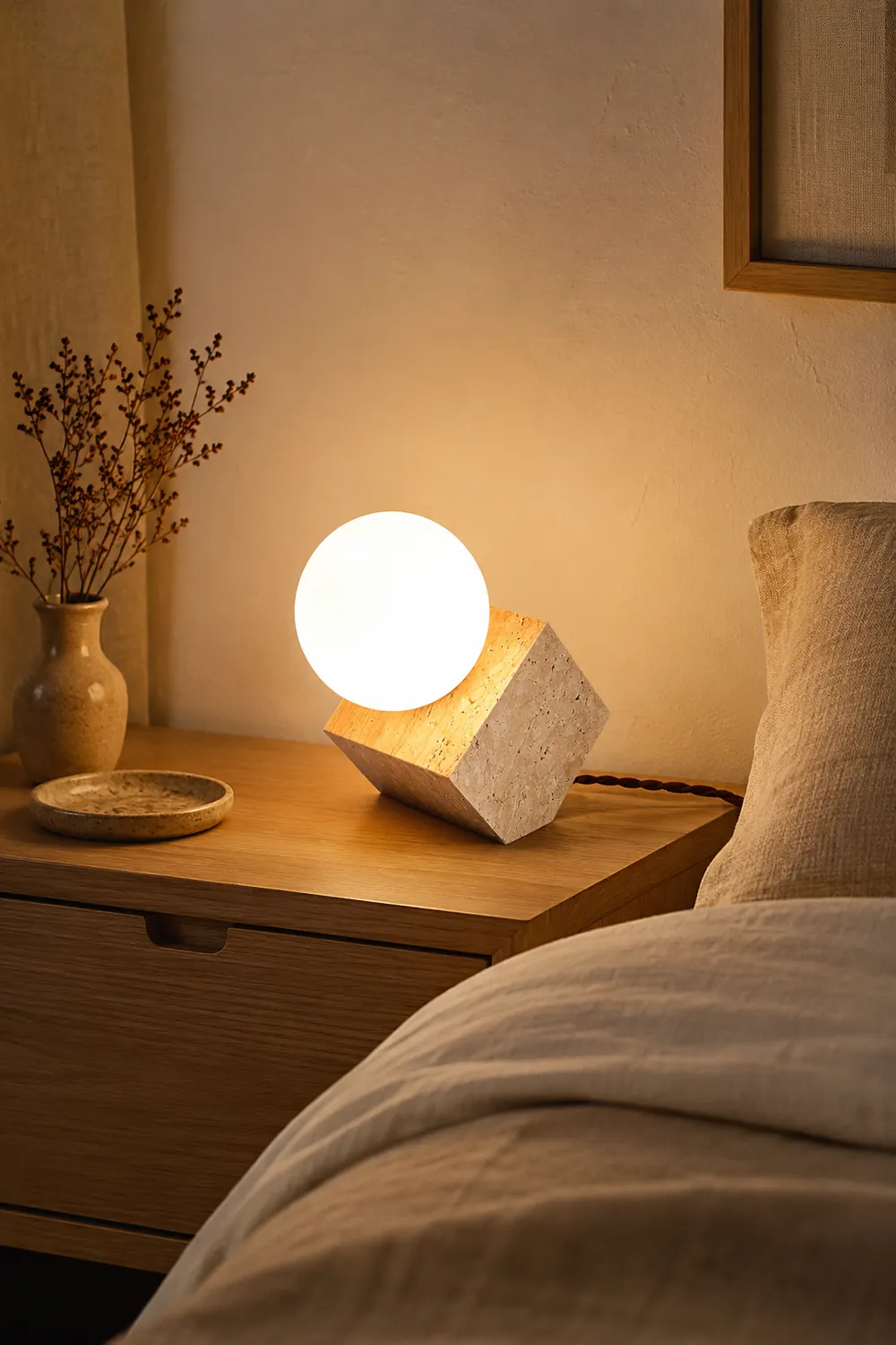 Cube Stone Table Lamp - Lumpaz