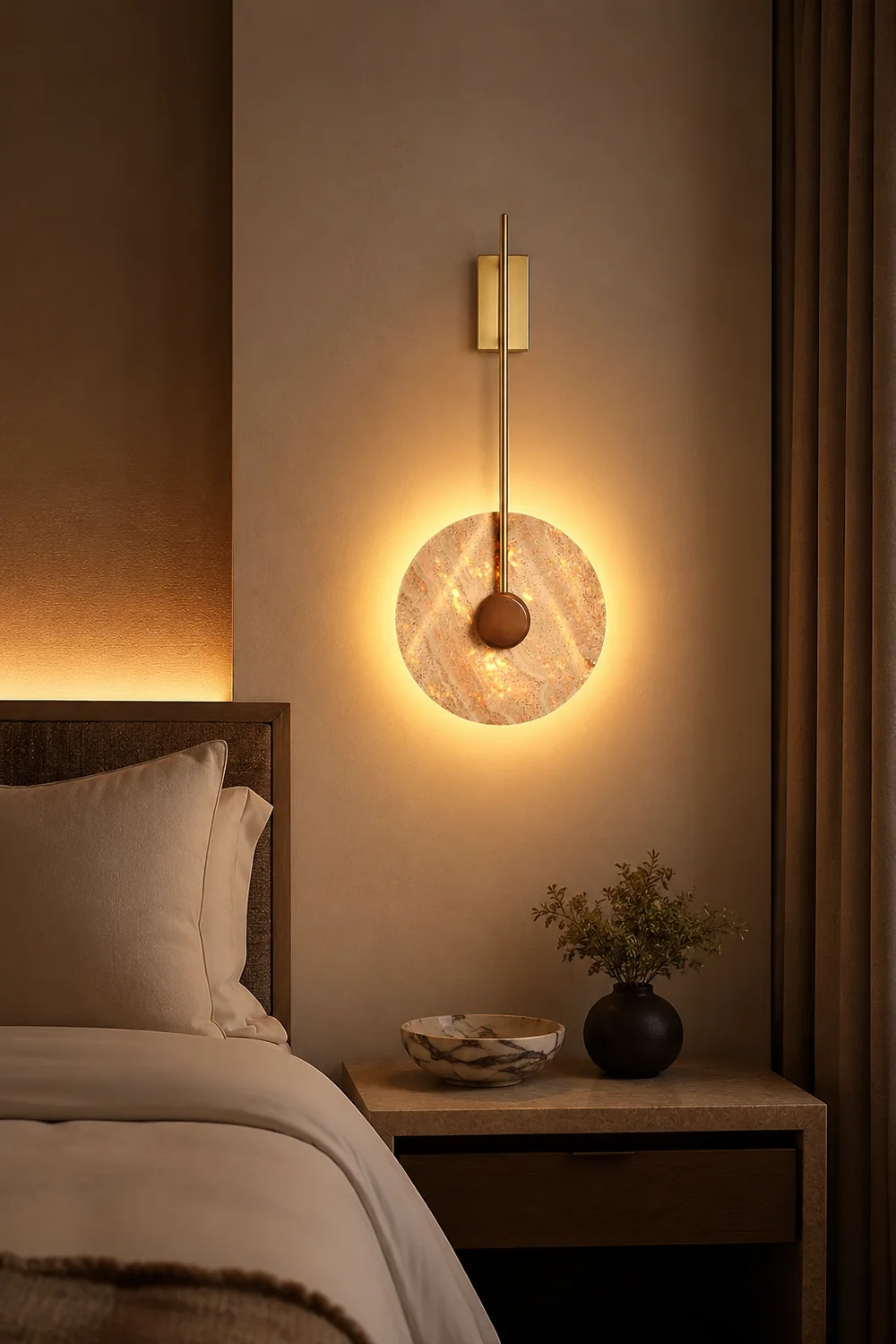 Travertine Disc Wall Lamp - Lumpaz