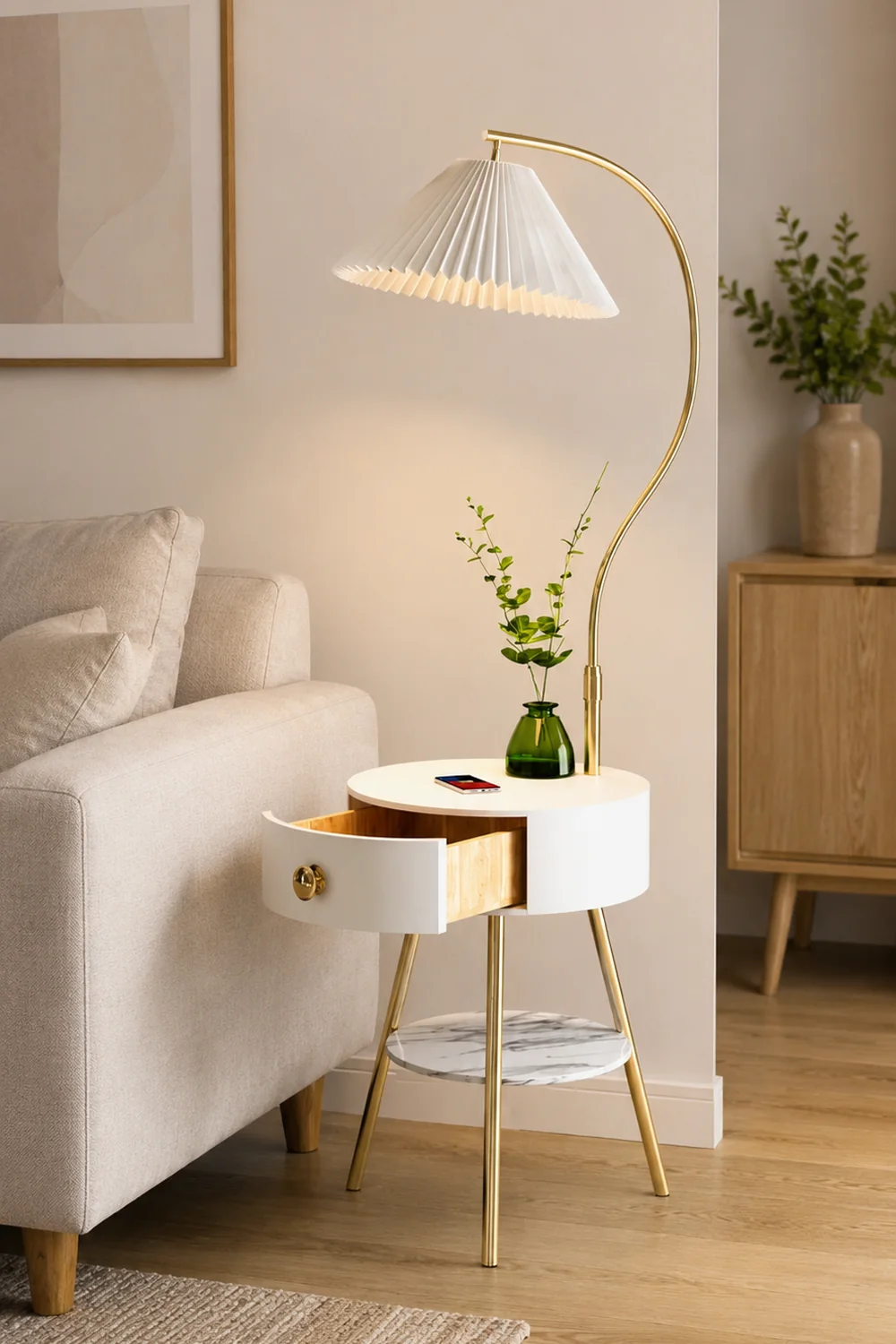 Pleated Nightstand Floor Light - Lumpaz