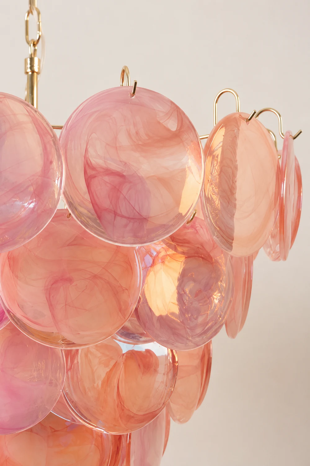 Pink Murano Disc Chandelier - Lumpaz