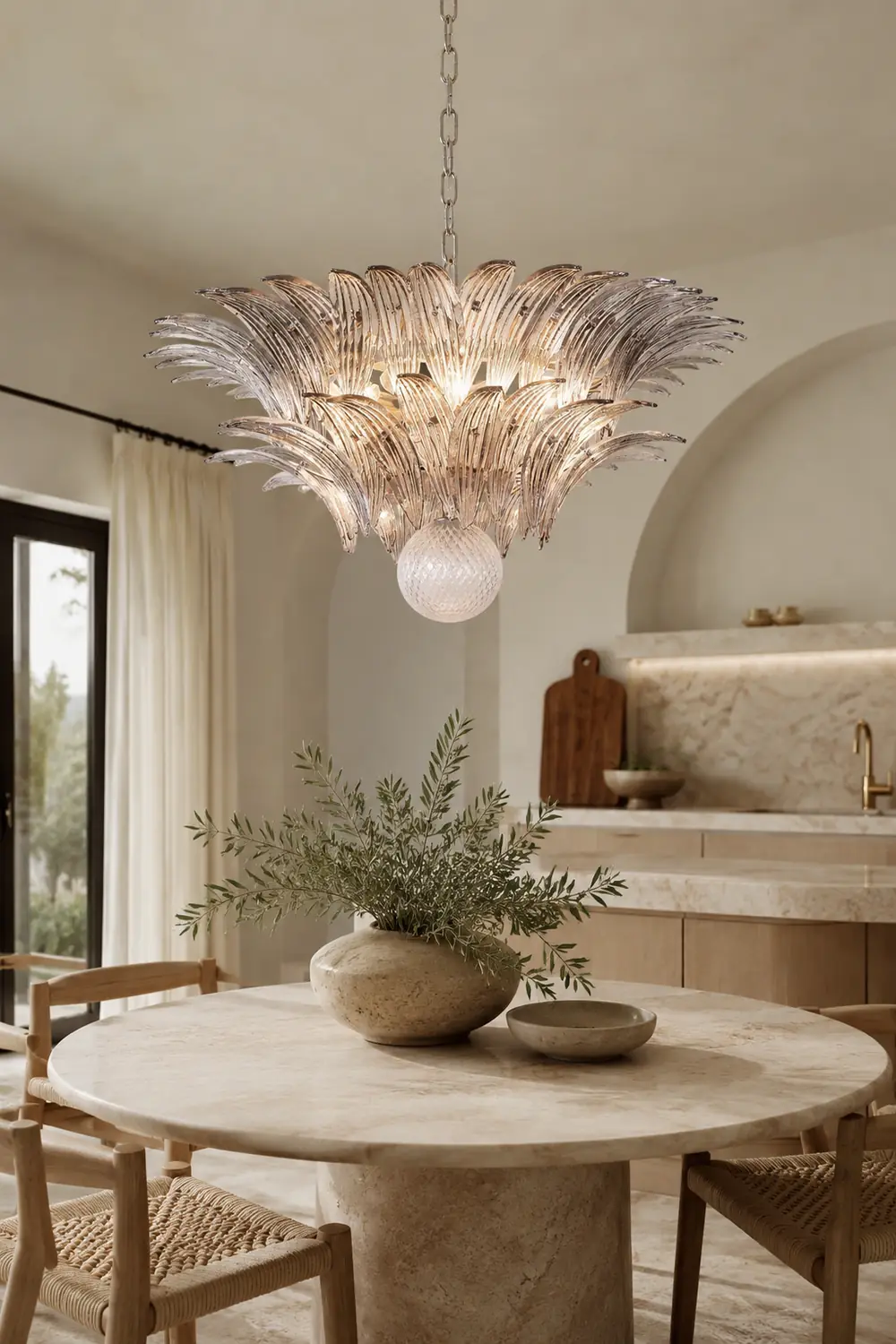 Murano Palmette Transparent Chandelier - Lumpaz