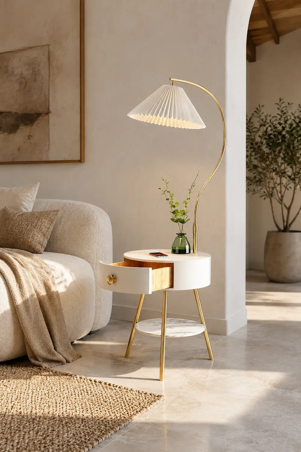 Pleated Nightstand Floor Light - Lumpaz