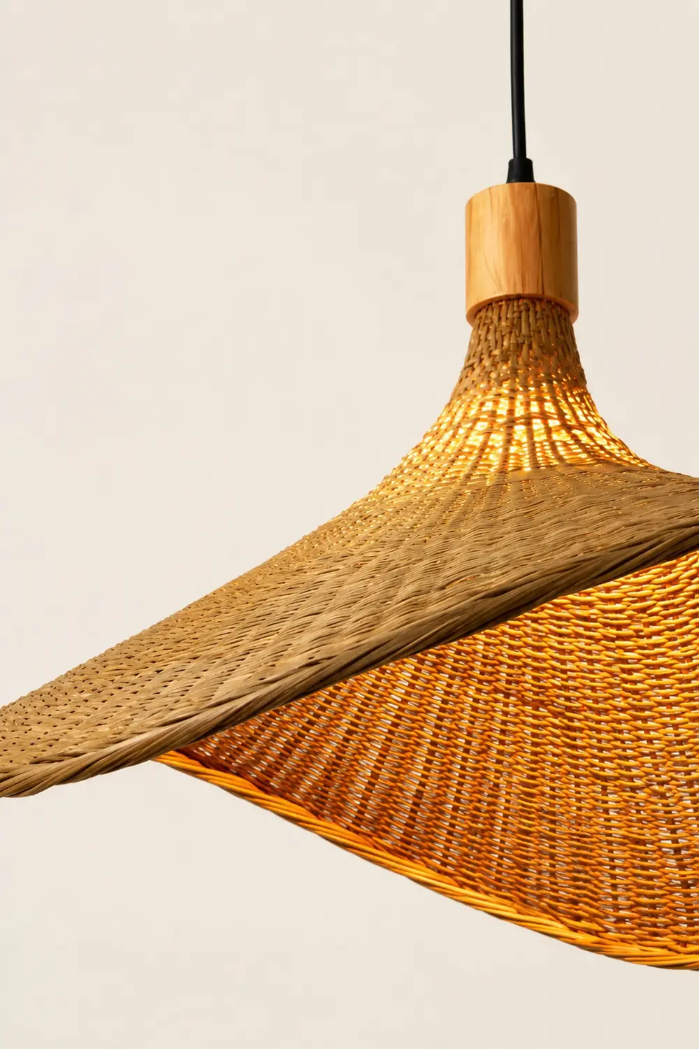 Rattan Weave Hat Pendant Light - Lumpaz