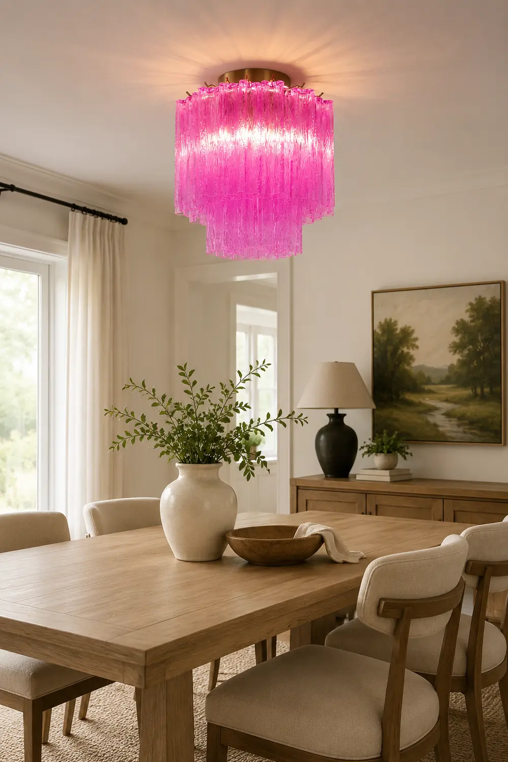 Fiora Rose Red Glass Ceiling Lamp - Lumpaz