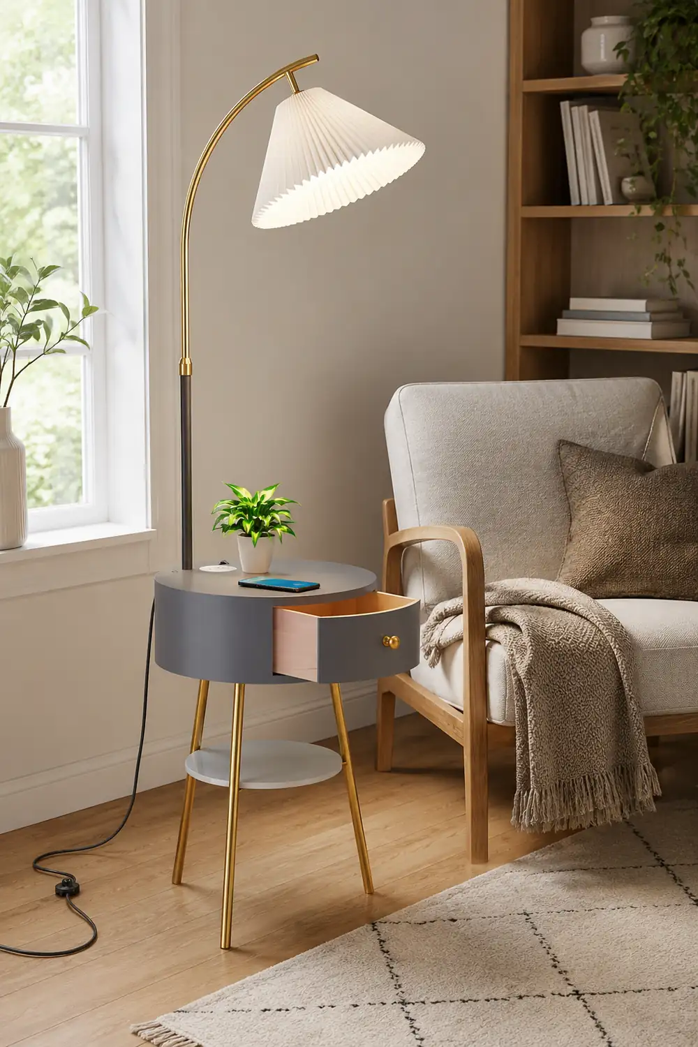 Pleated Arc Floor Light - Lumpaz