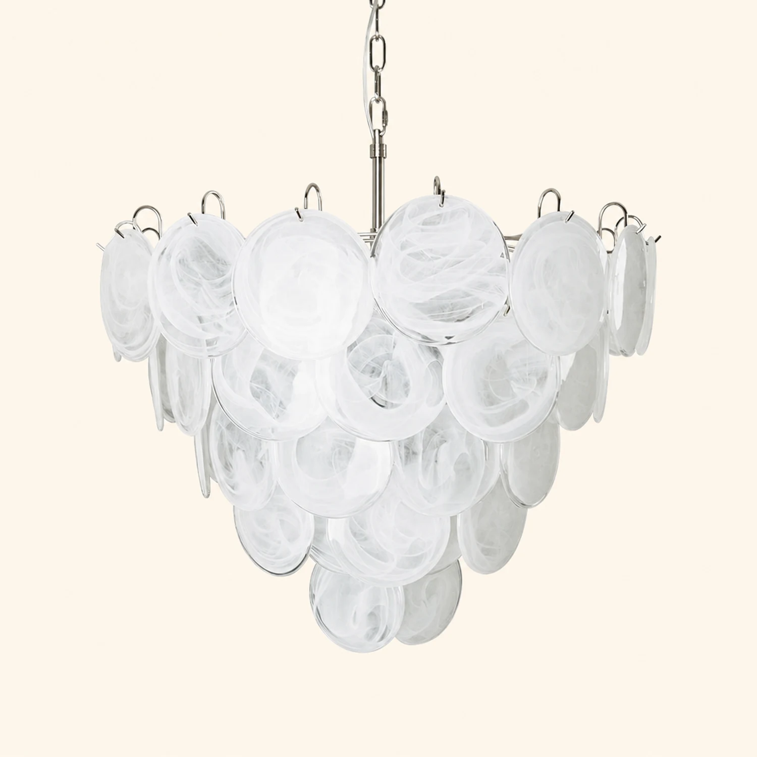 White Murano Disc Chandelier - Lumpaz