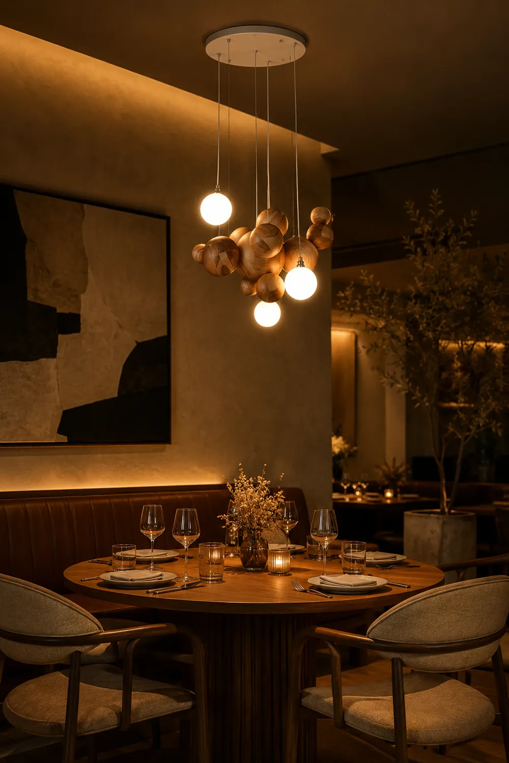 Bubble Wood Balls Chandelier - Lumpaz