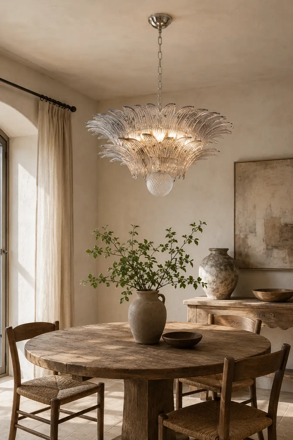 Murano Palmette Transparent Chandelier - Lumpaz