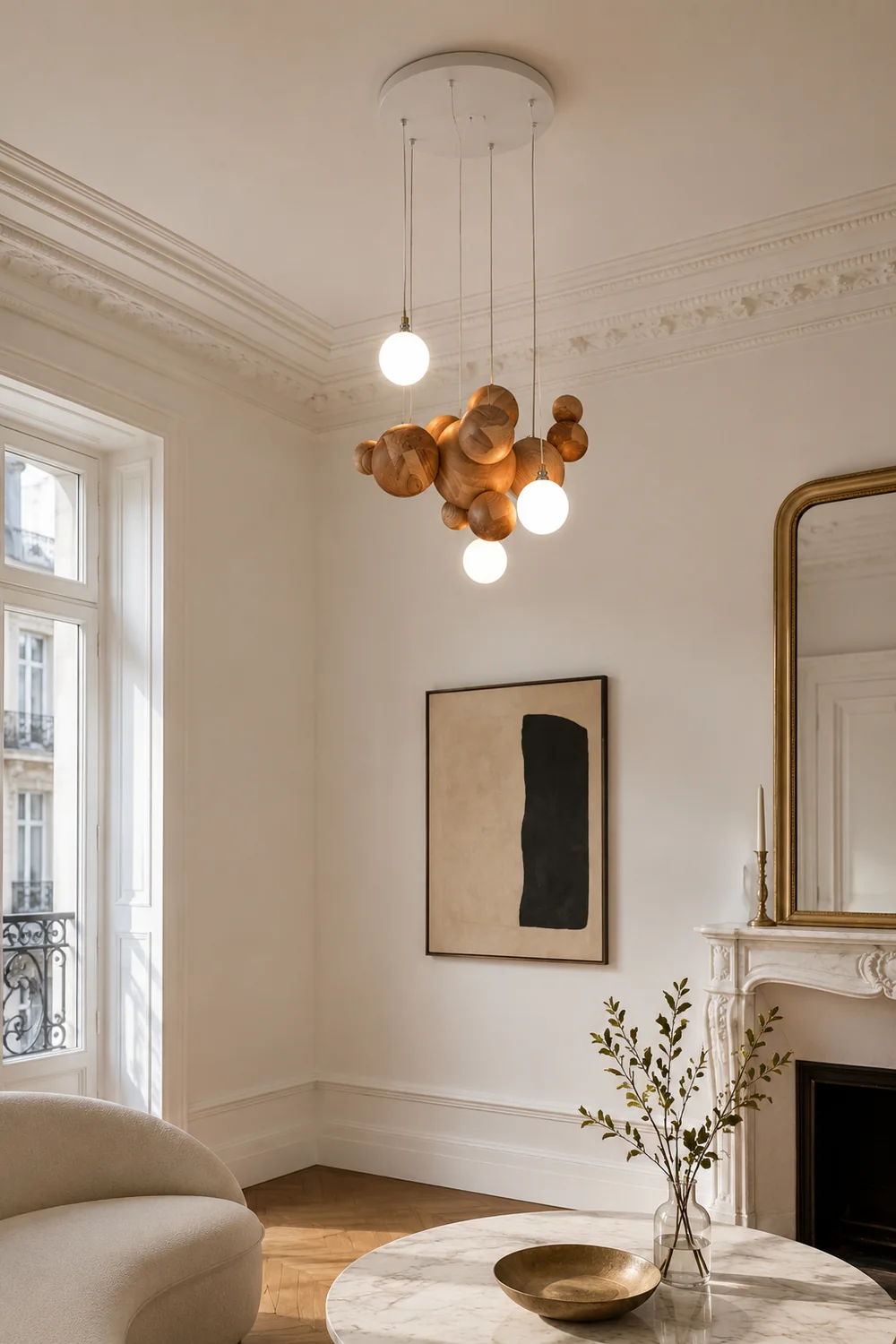 Bubble Wood Balls Chandelier - Lumpaz