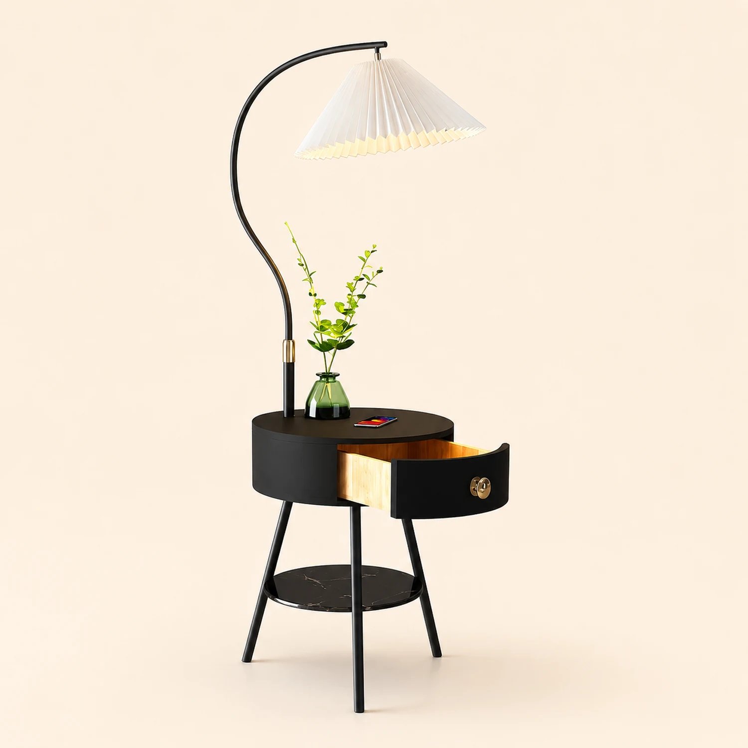 Pleated Nightstand Floor Light - Lumpaz