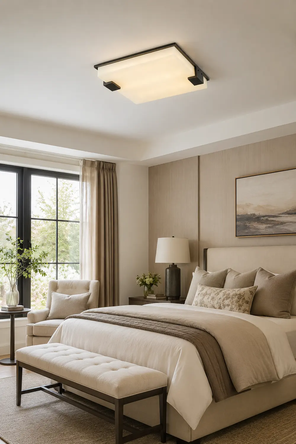 Square Alabaster Ceiling Lamp - Lumpaz