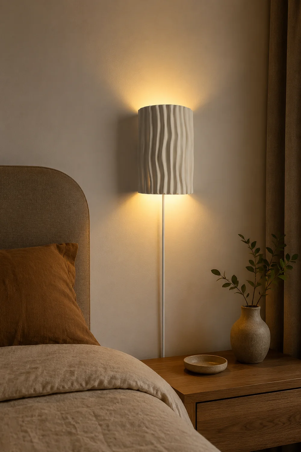Pleated Resin Plug In Wall Lamp - Lumpaz
